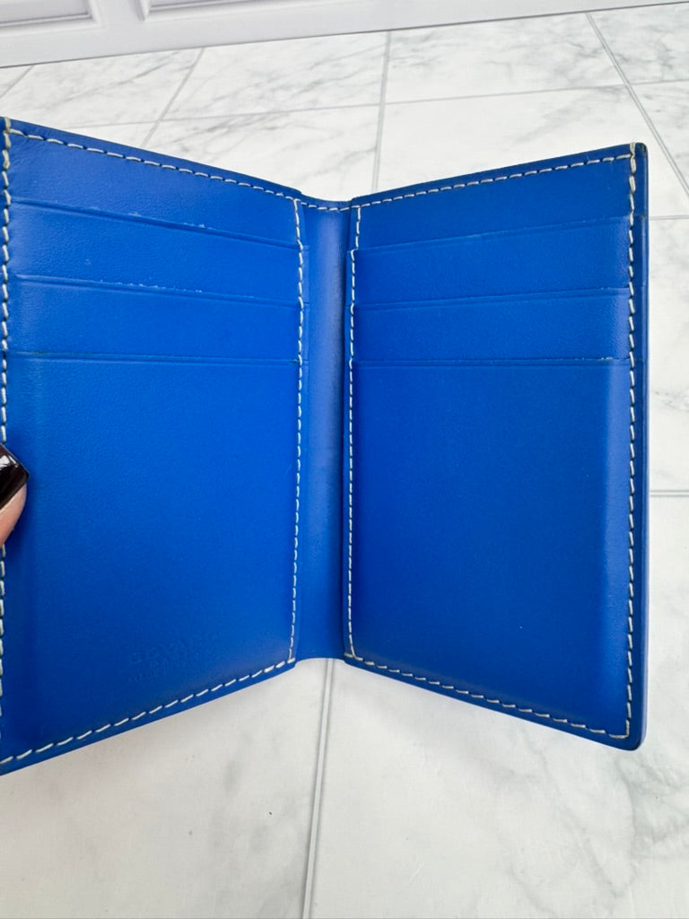 LIKE NEW - Goyard Blue Monogram Leather Saint-Marc Pocket Organizer Compact Wallet