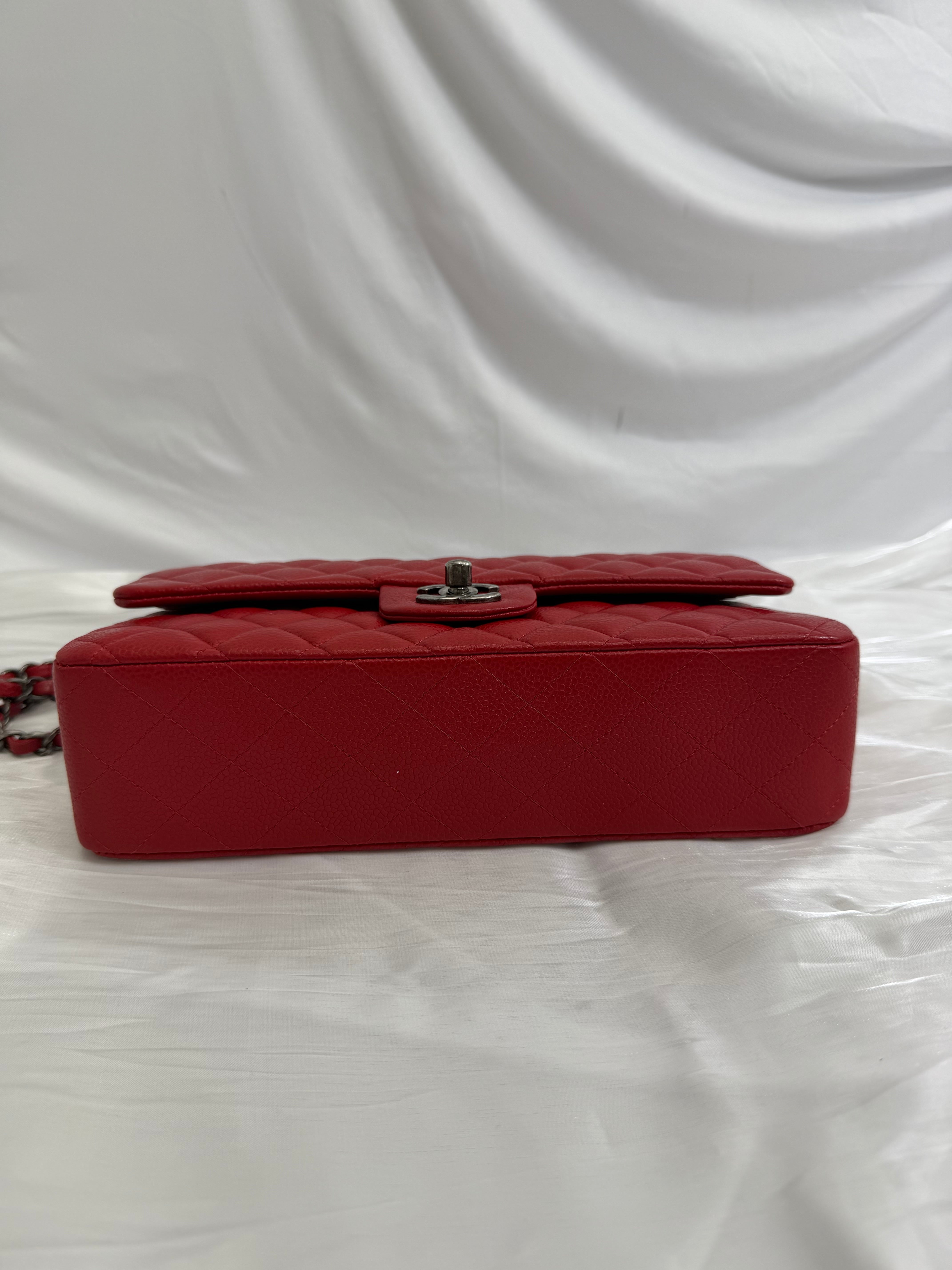 Chanel Red Caviar Classic Medium Double Flap Bag