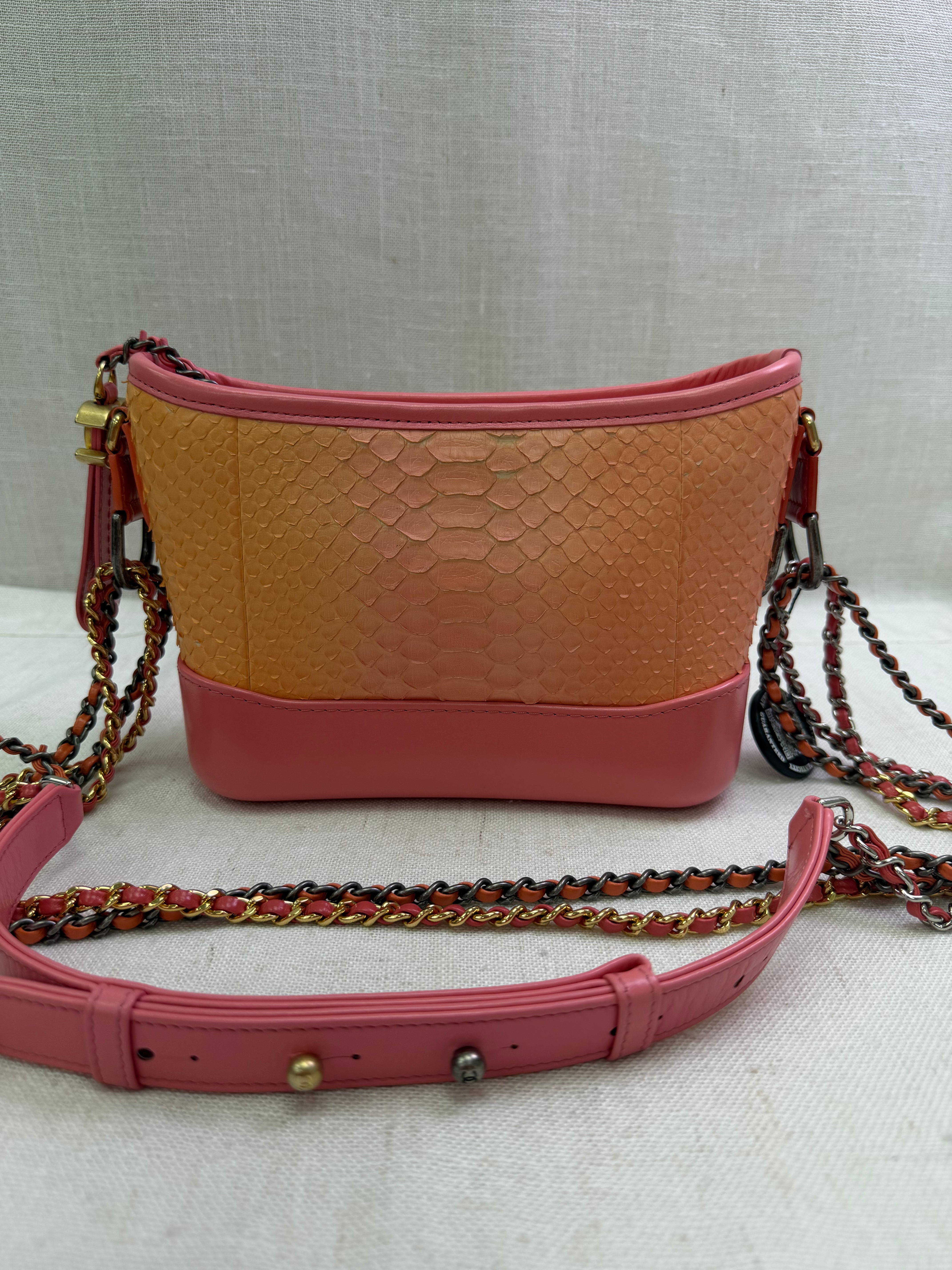 Chanel Peach Ombre Python & Leather Small Gabrielle Hobo Bag
