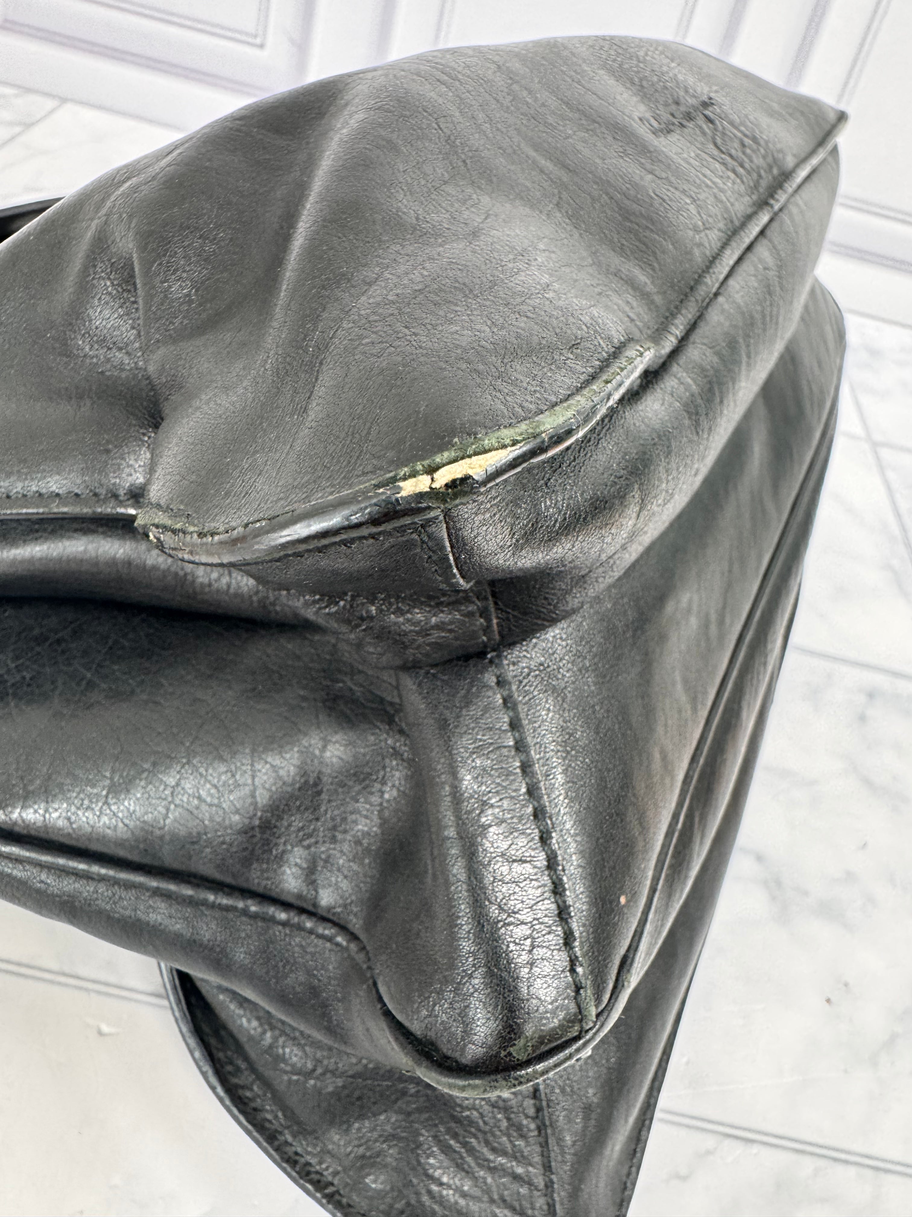 Salvatore Ferragamo Black Leather Chain Tote Bag