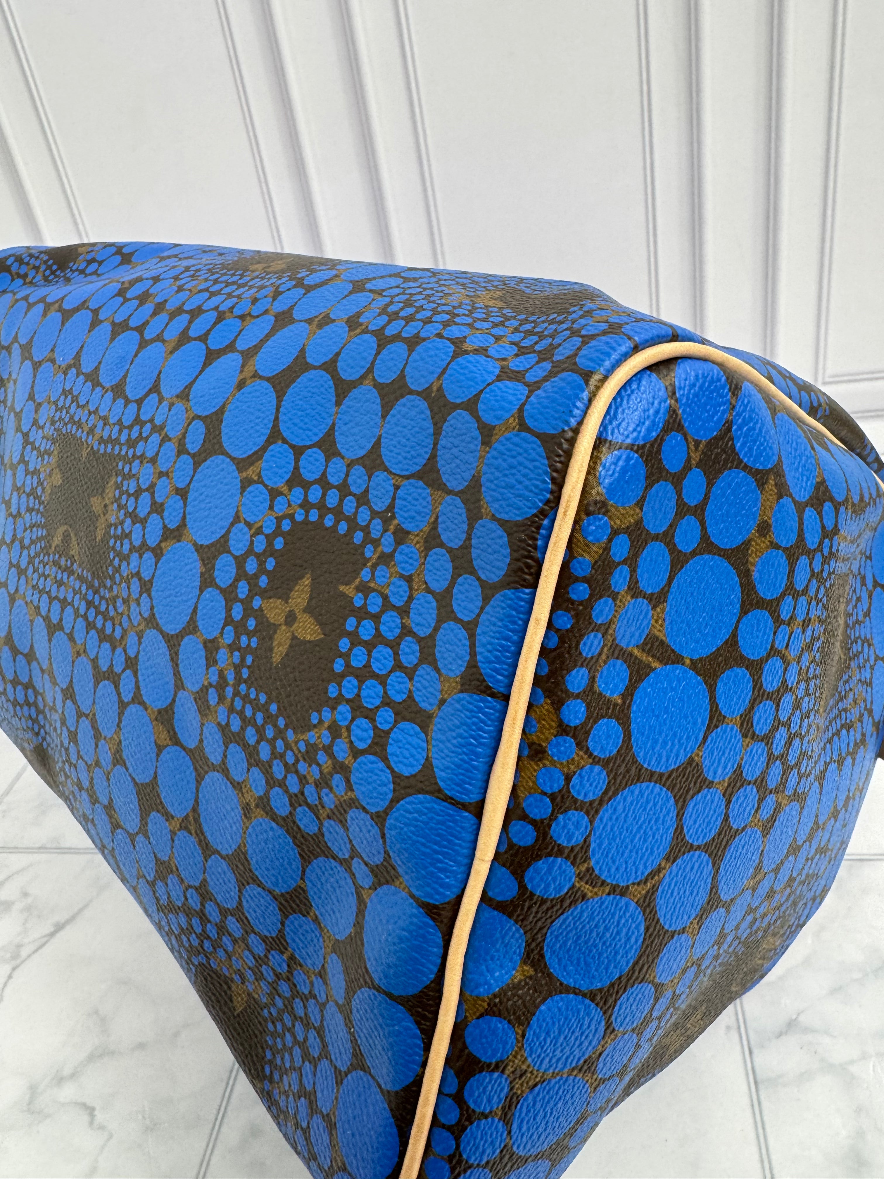 LIKE NEW - Louis Vuitton x Yayoi Kusama Blue Monogram Town Limited Edition Speedy 30