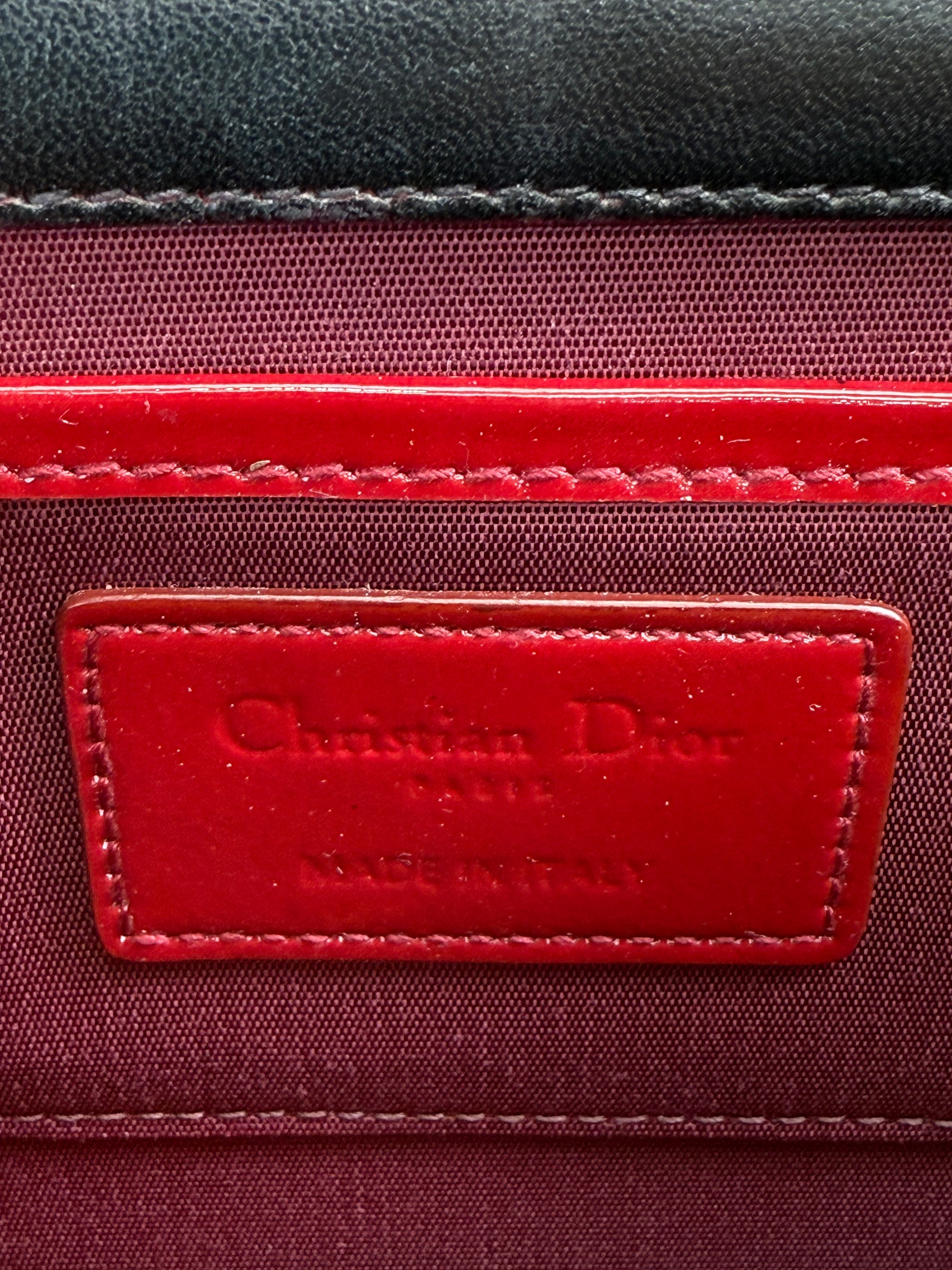 Christian Dior Black Cannage Patent Leather Clutch Pochette Bag