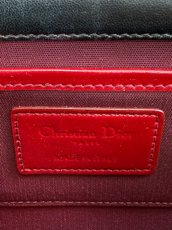Christian Dior Black Cannage Patent Leather Clutch Pochette Bag