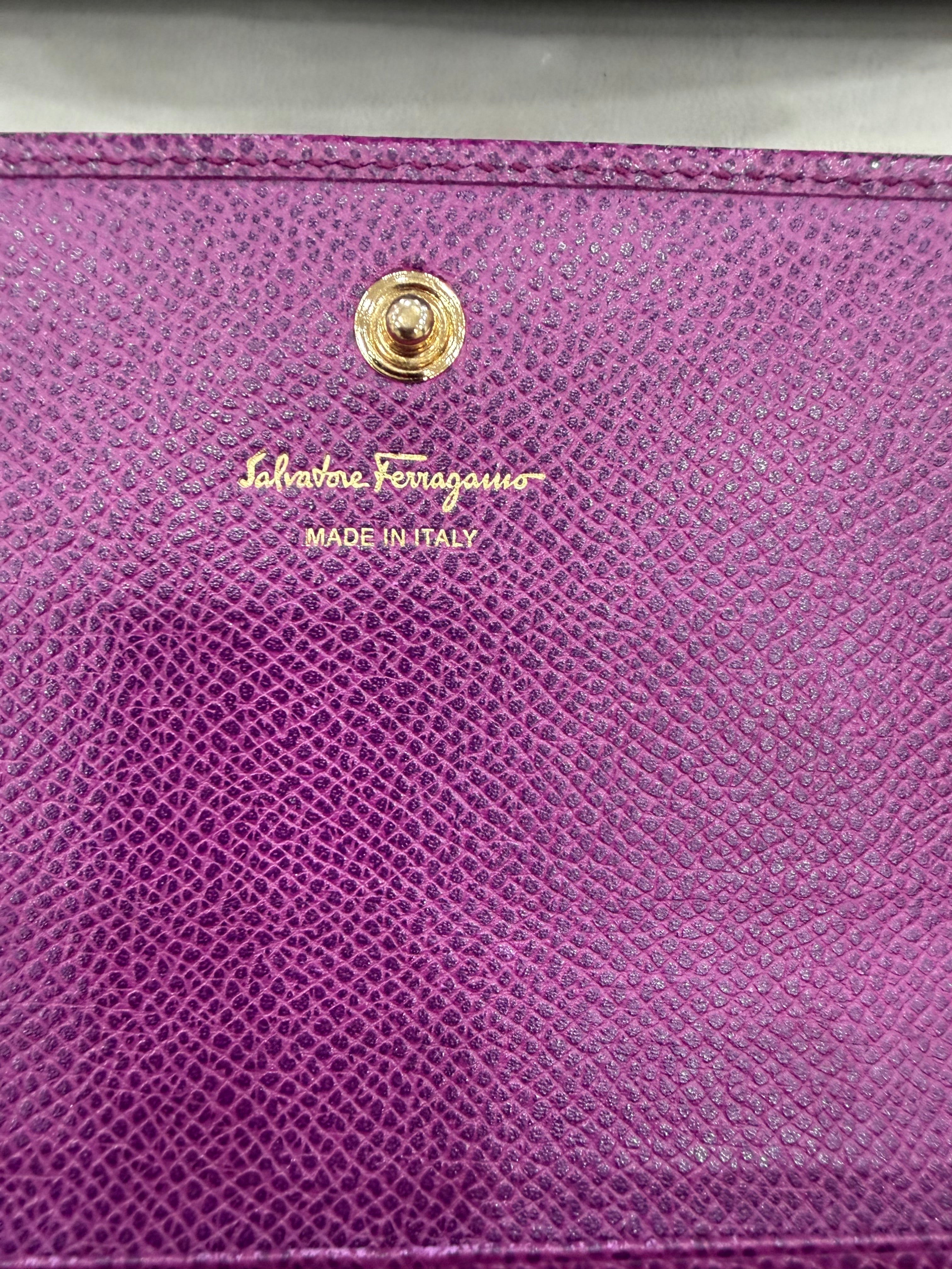 Salvatore Ferragamo Purple Leather Long Wallet