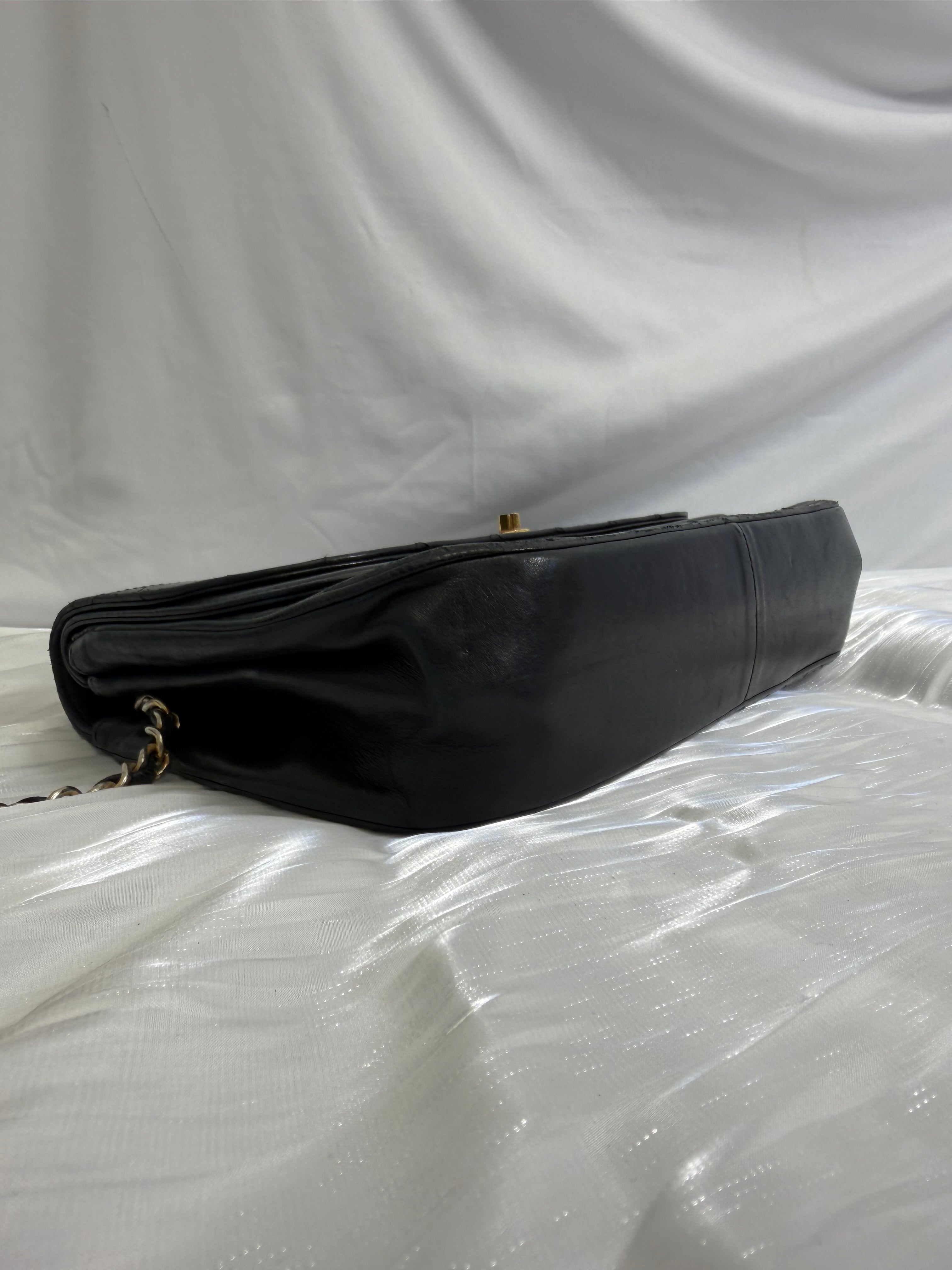 Chanel Black Calfskin Double Flap Bag