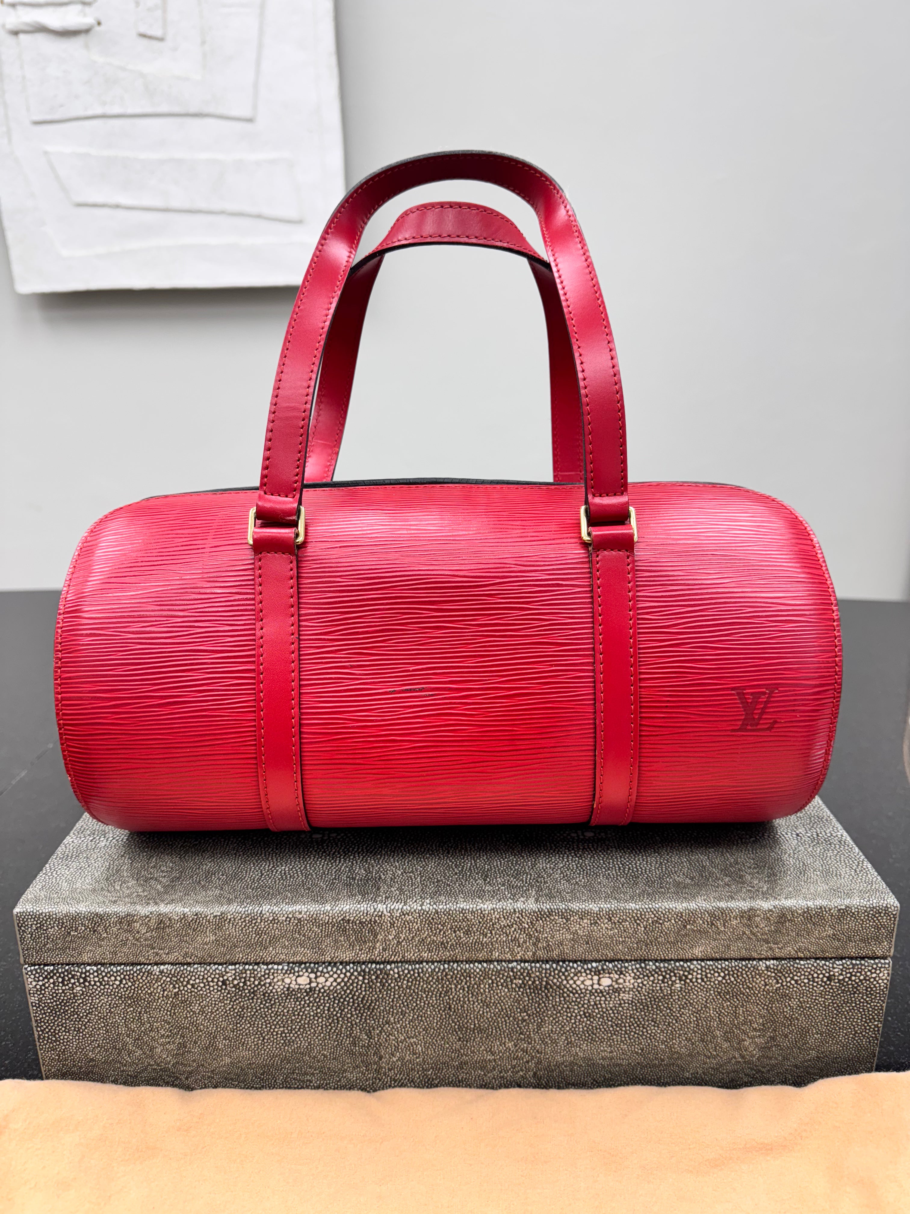 Louis Vuitton Red Epi Soufflot Handbag