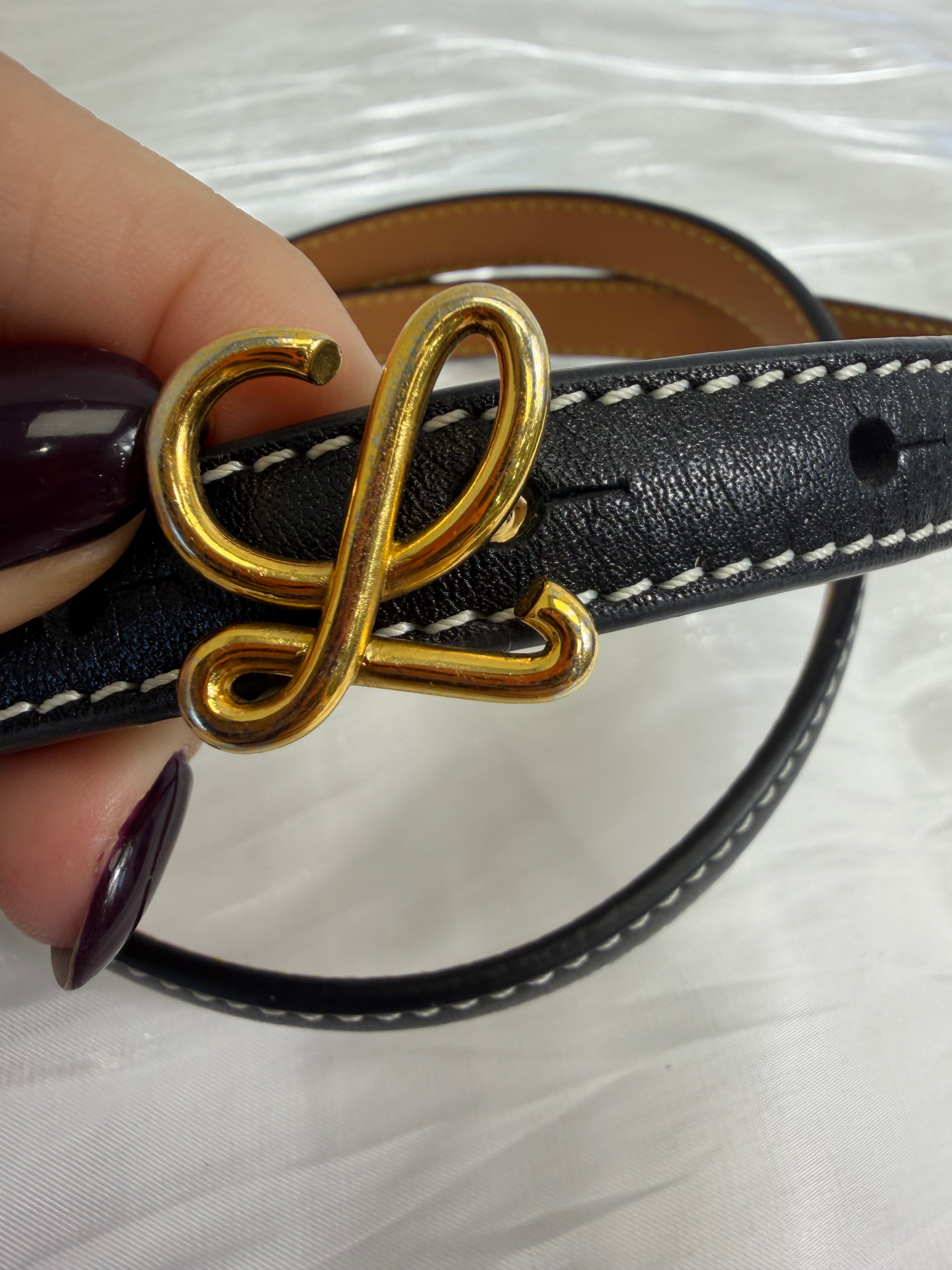 Loewe Black Leather L Buckle Belt 80/32