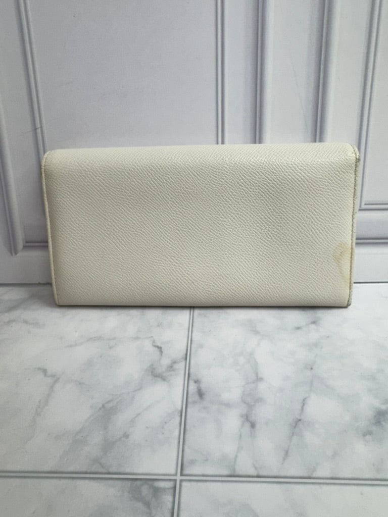 Bvlgari White Grained Leather Long Wallet