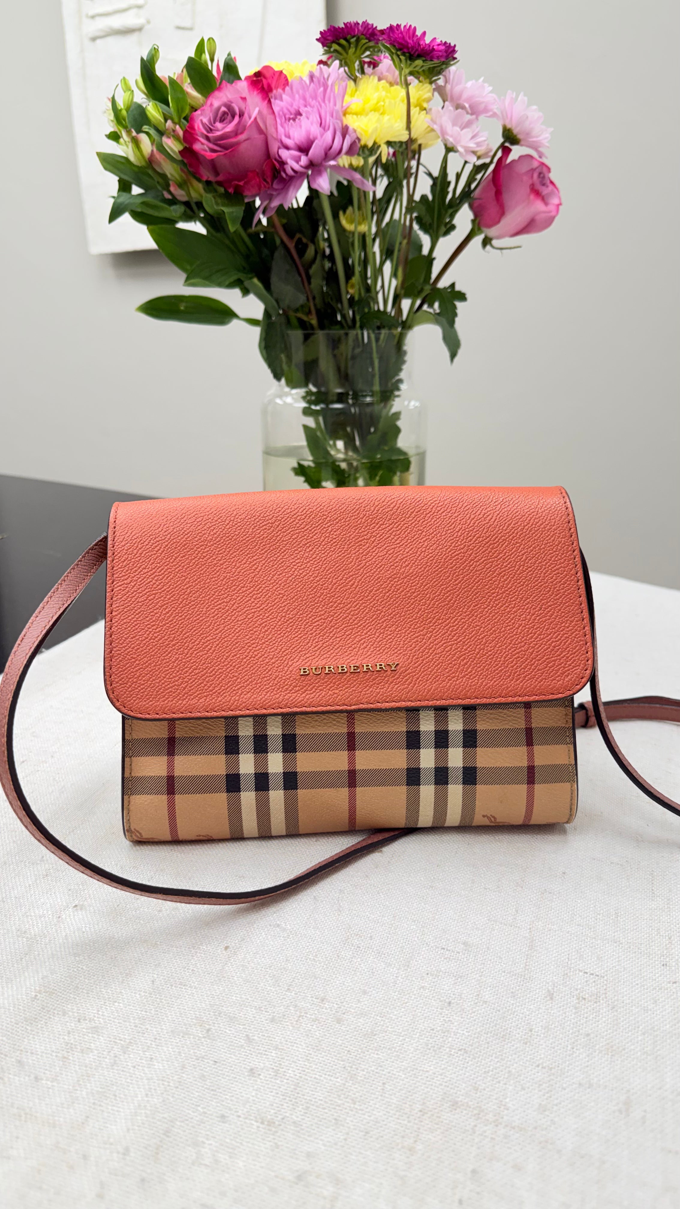 *DONS DROP* Burberry Haymark Check Coated Canvas & Tricolor Leather Small Loxley Crossbody