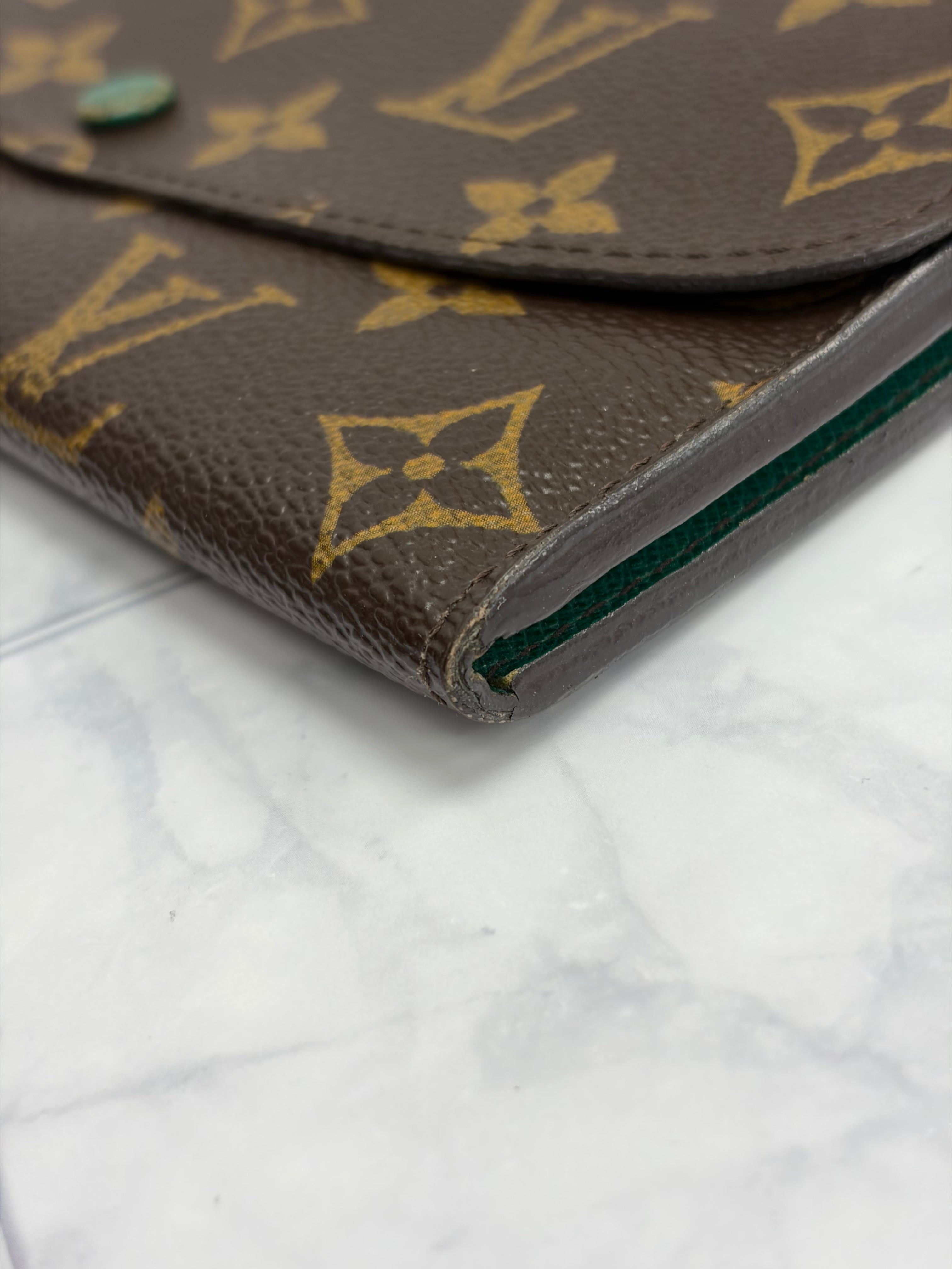 Louis Vuitton Monogram & Green Emilie Wallet