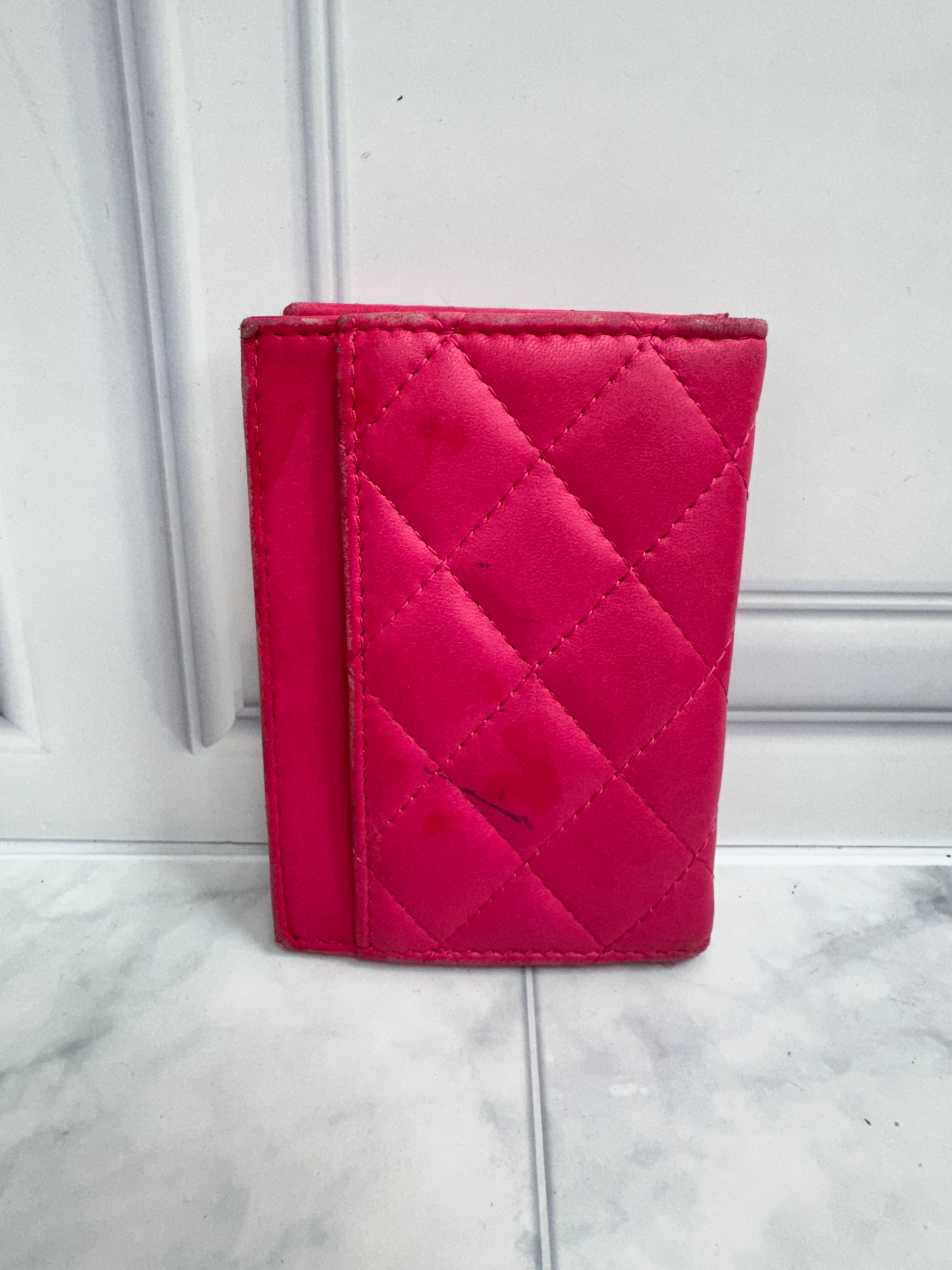 Chanel Pink Diamond Quilted Leather Pocket Organizer