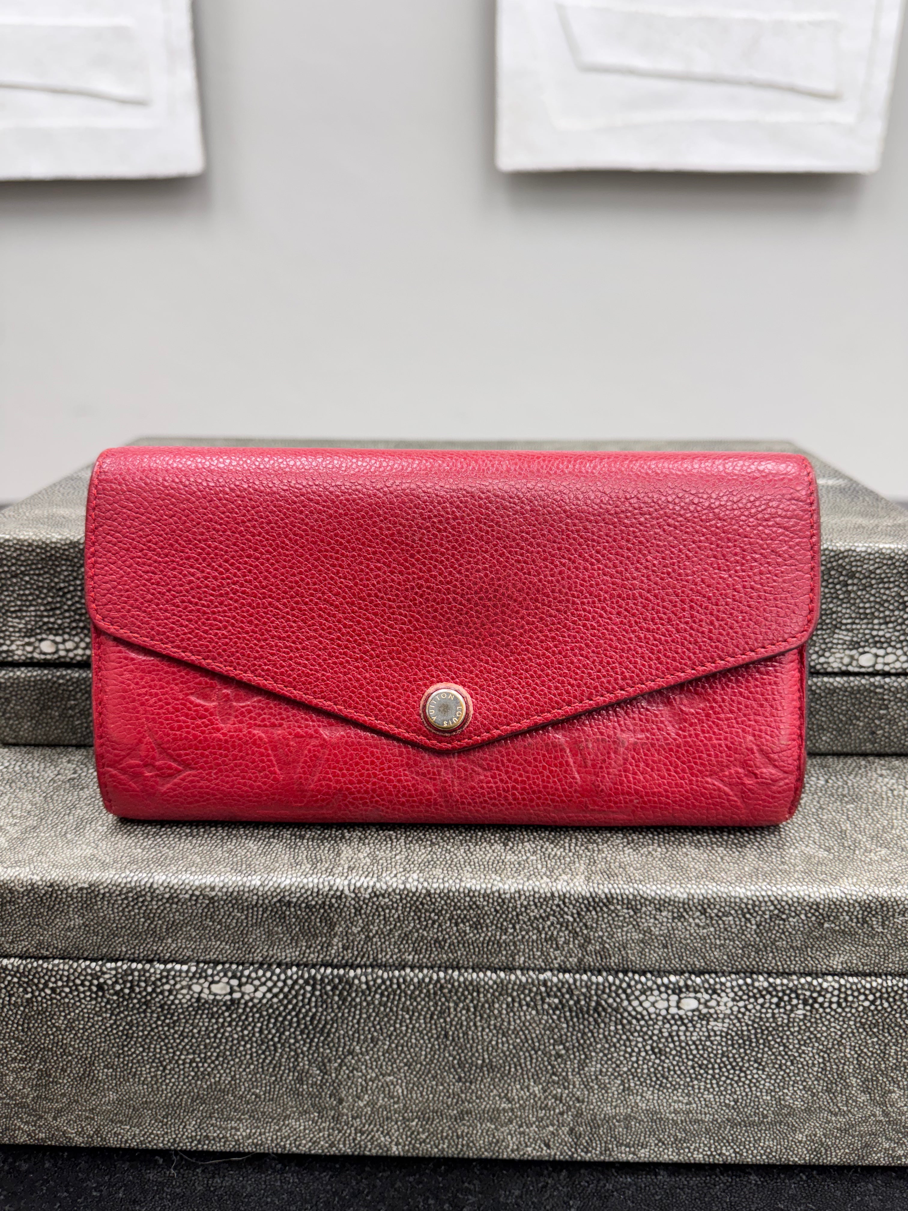 Louis Vuitton Red Monogram Empreinte Sarah Wallet