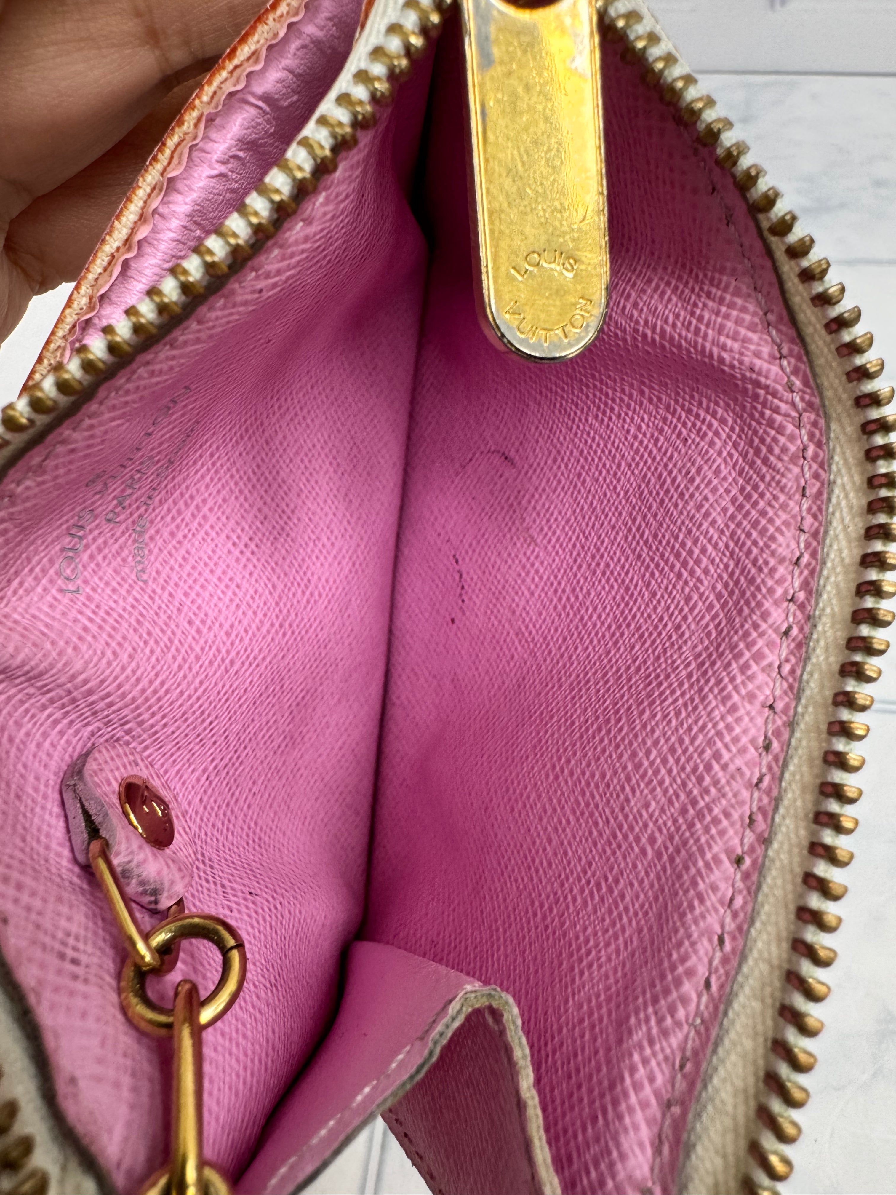 Louis Vuitton White Multicolor Pochette Key Cles