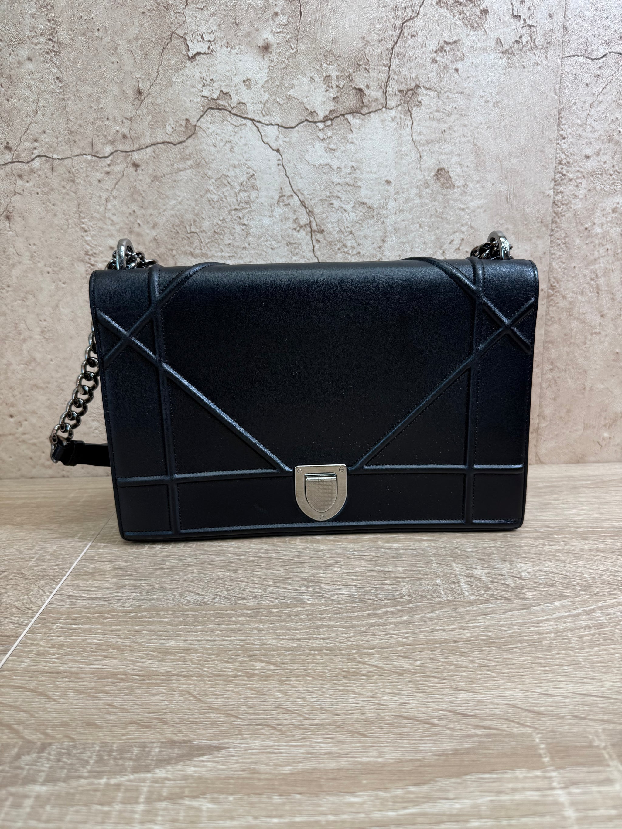 Christian Dior Black Leather Cannage Diorama Flap Bag