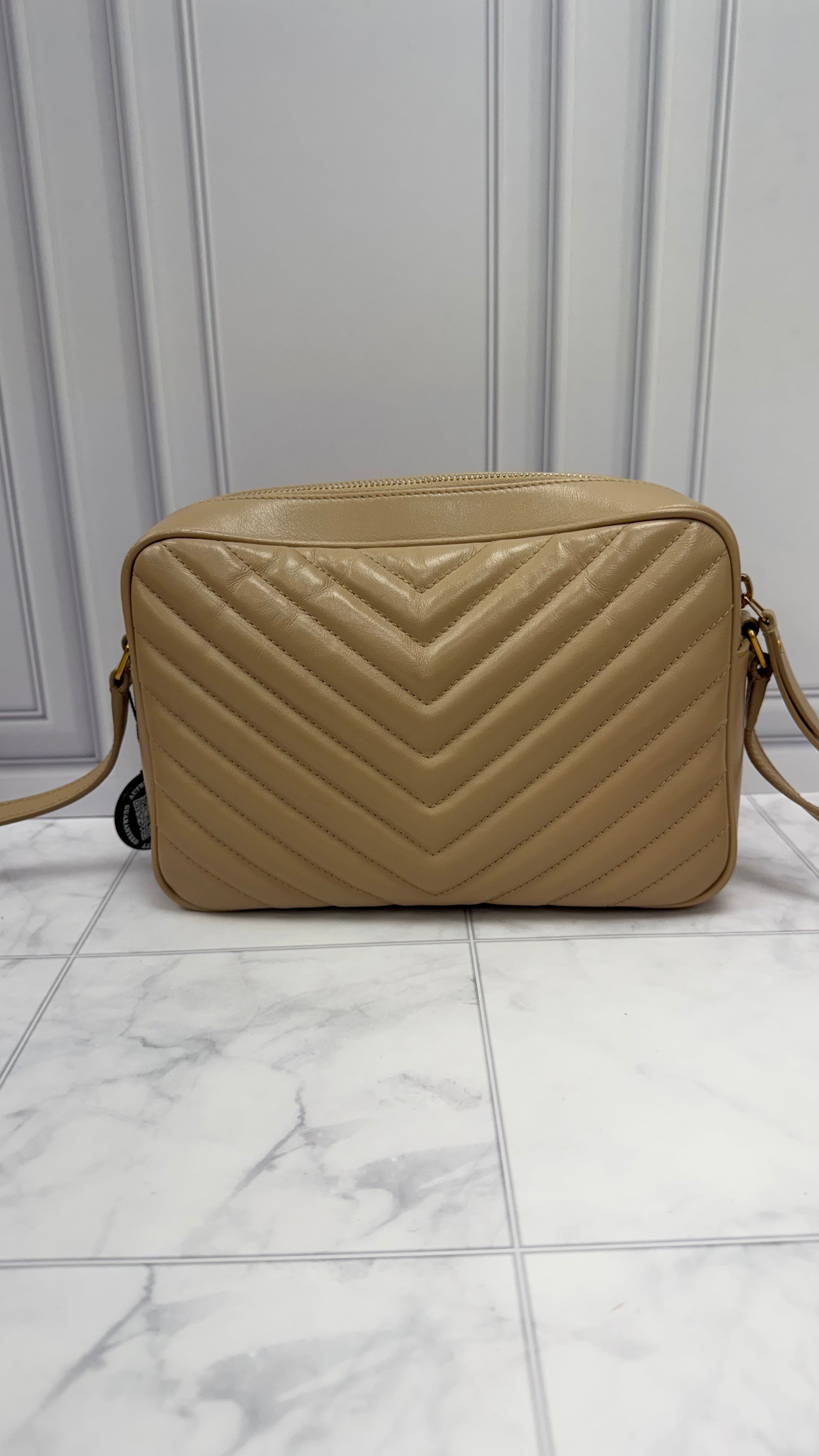 *DONS DROP* Saint Laurent YSL Nude Chevron Quilted Leather Lou Camera Bag