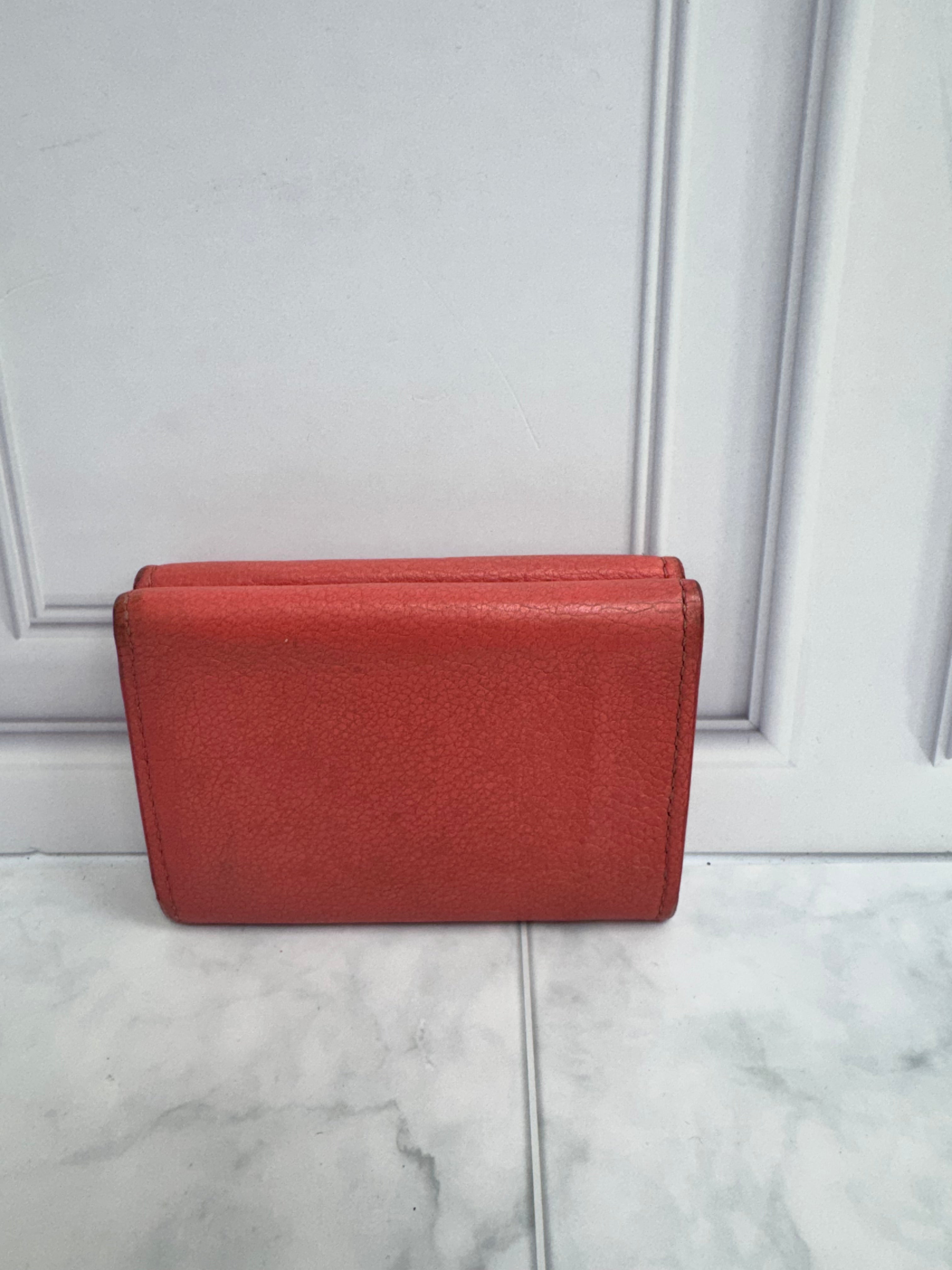 Louis Vuitton Pink Grained Leather Lockmini Compact Wallet