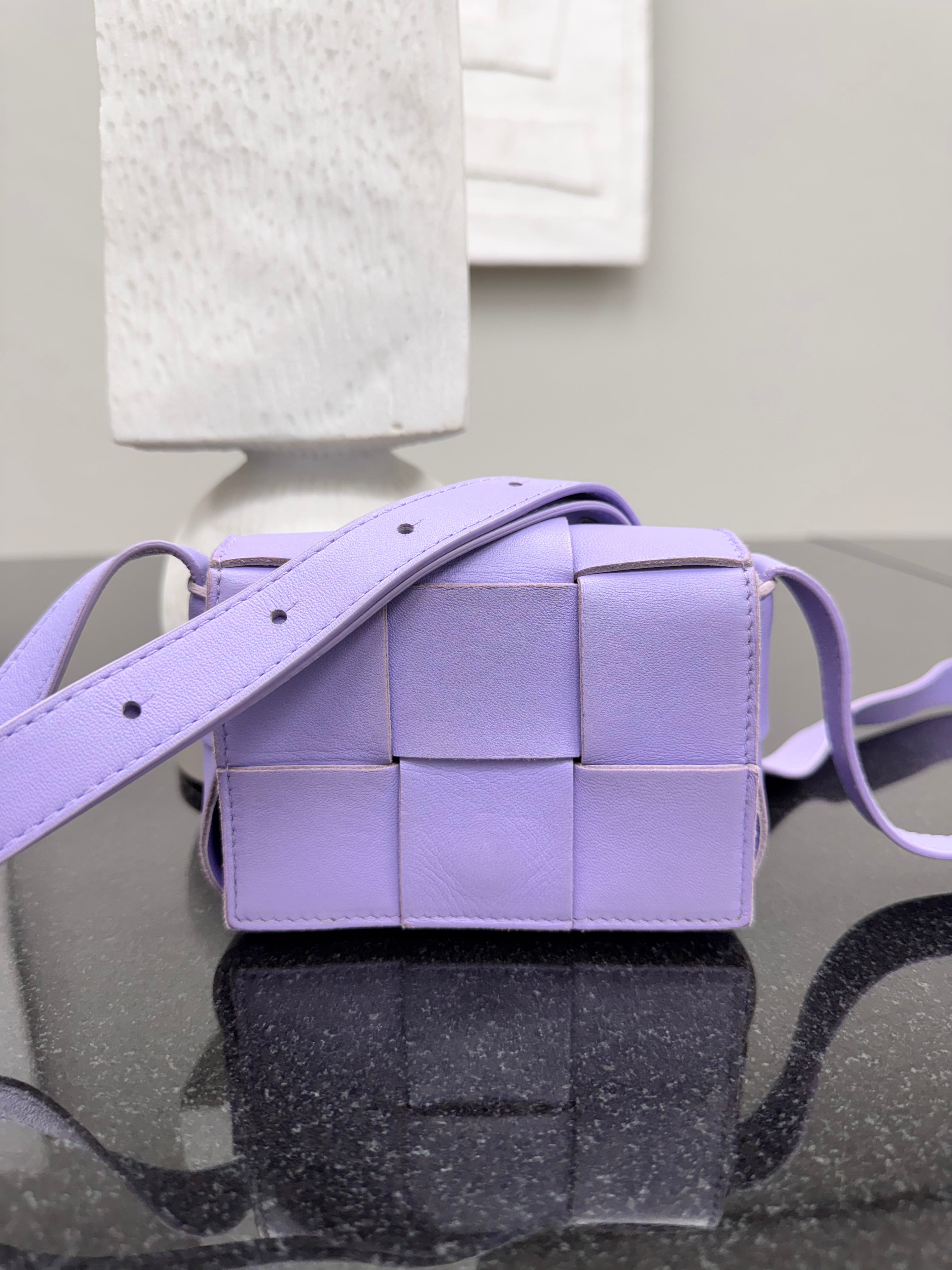 Bottega Veneta Light Purple Intrecciato Leather Mini Cassette Crossbody Bag