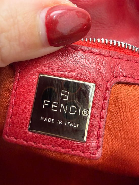 Fendi Red Leather Mama Baguette Handbag