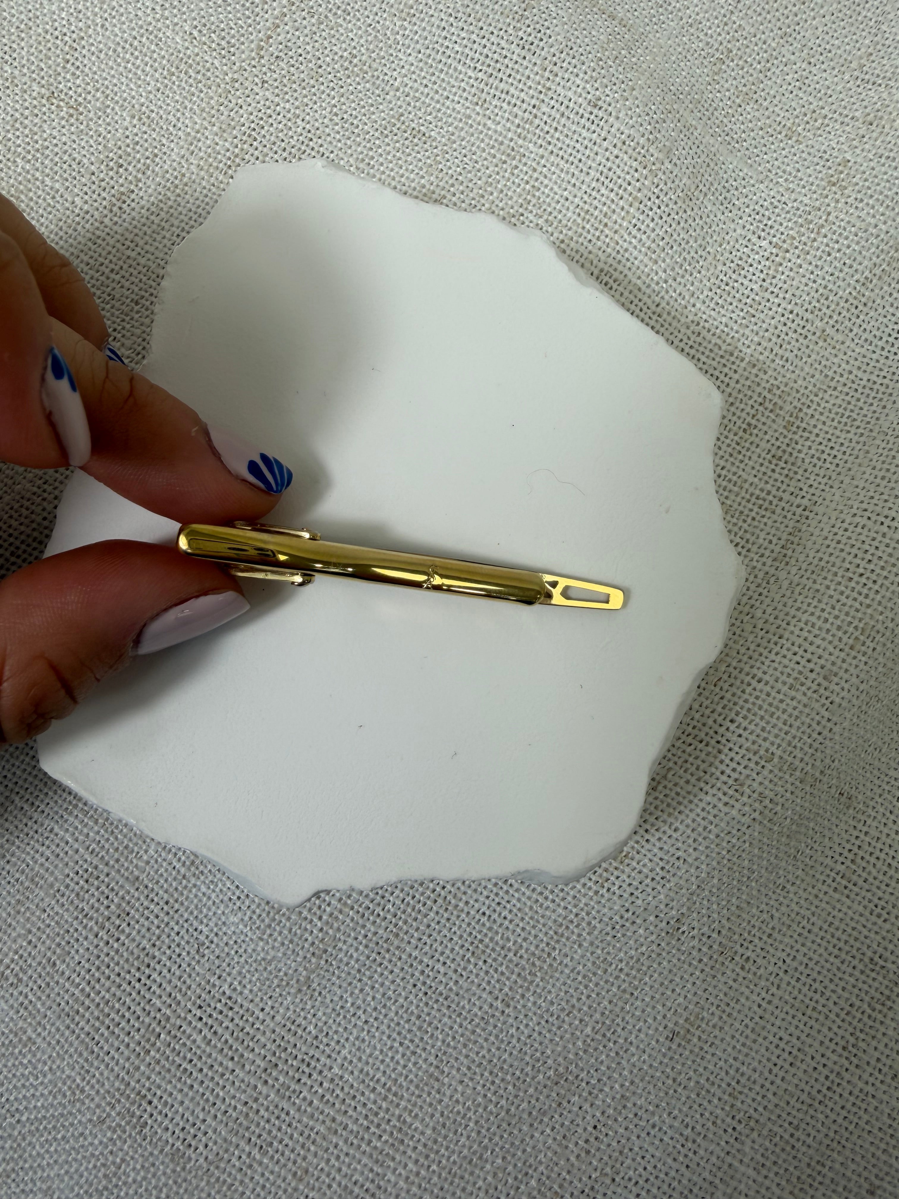 Saint Laurent YSL Gold Tone Tie Clip