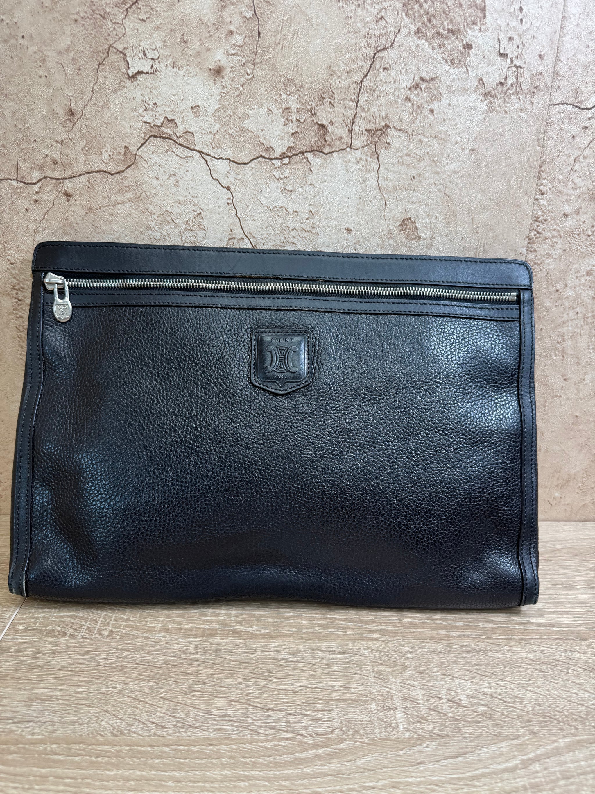 Celine Black Leather Clutch Bag