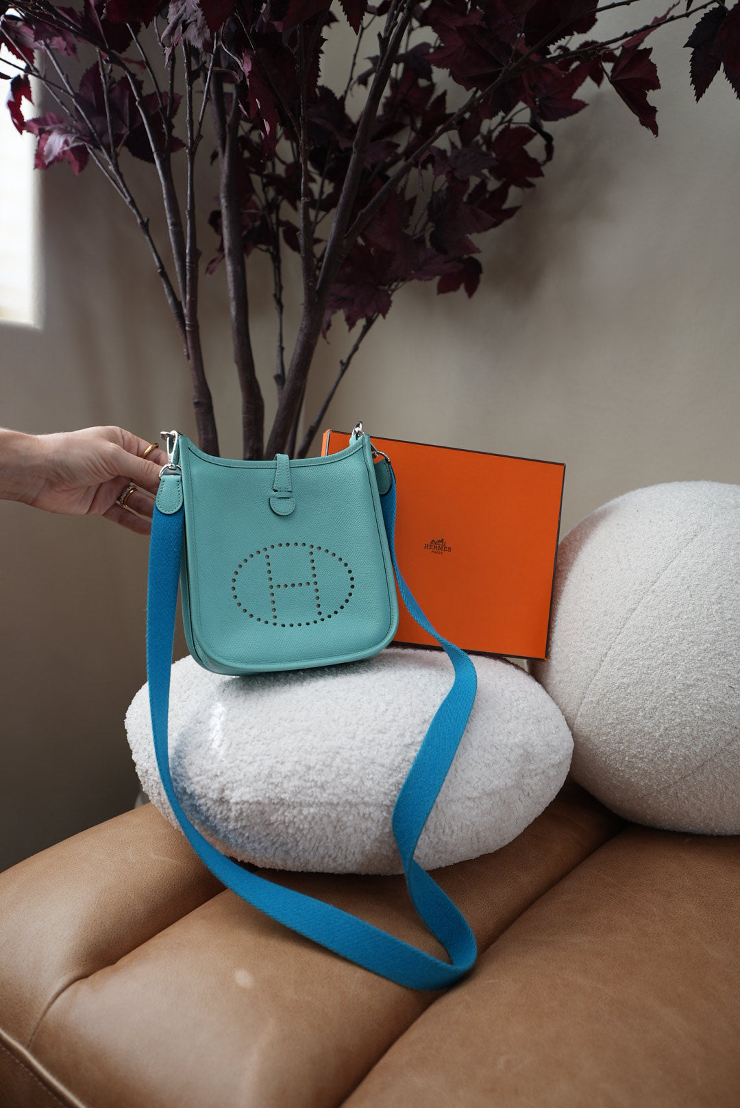 Hermes Blue & Mint Epsom Evelyn TPM
