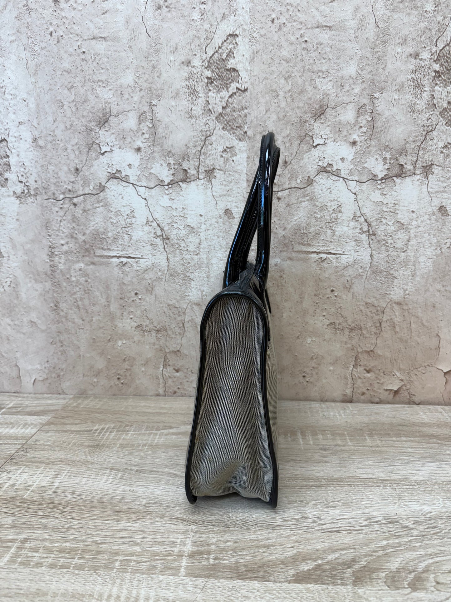 Gucci Brown Canvas & Patent Leather Shoulder Bag