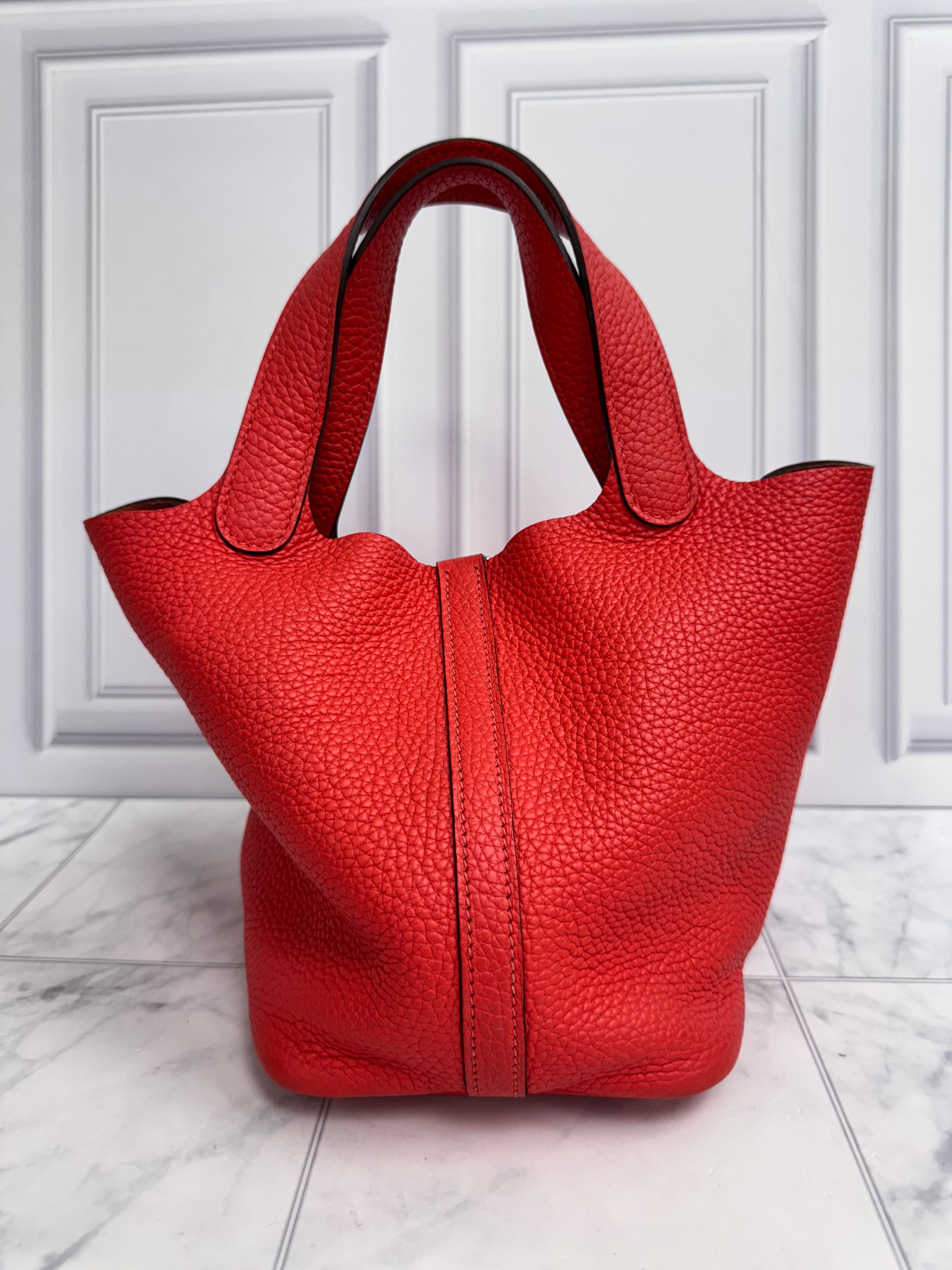 Hermes Coral Clemence Picotin Lock Bag PM