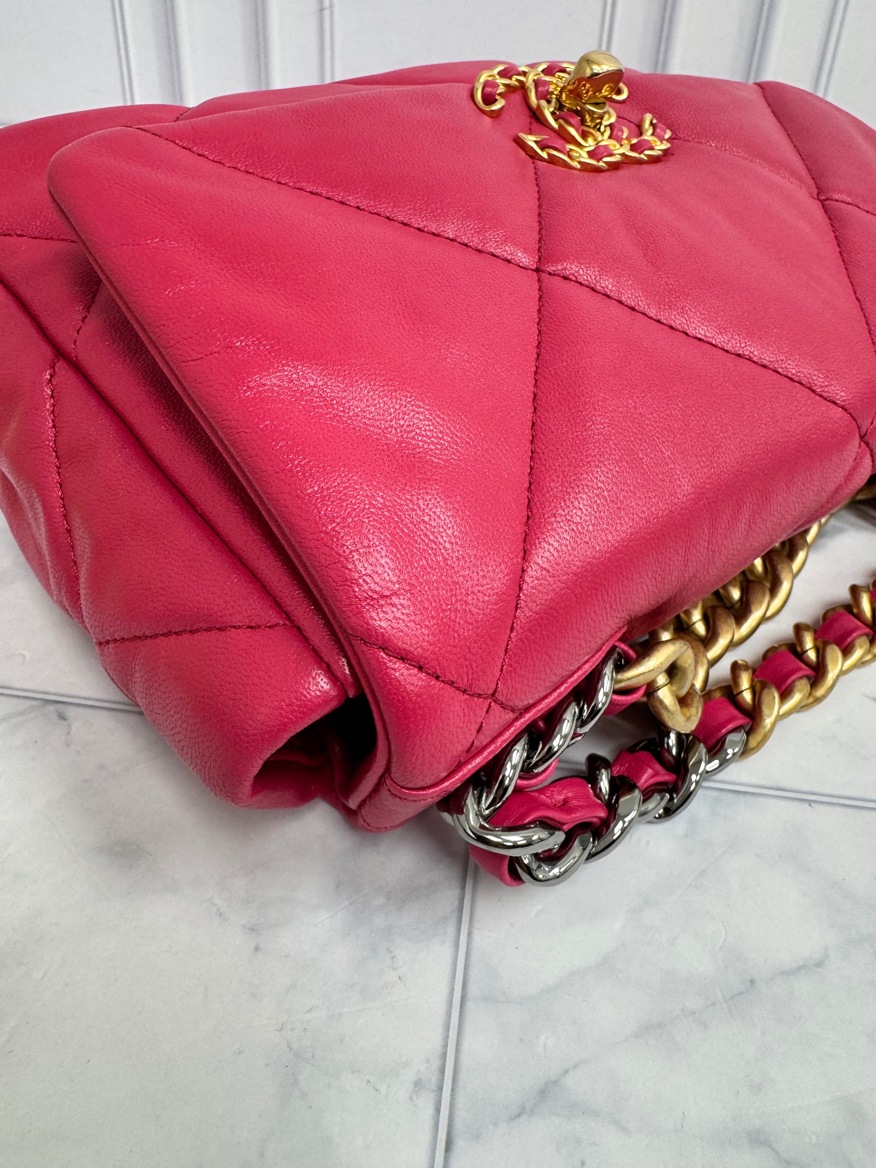 Chanel Pink Quilted Leather Chanel 19 Small Flap Bag