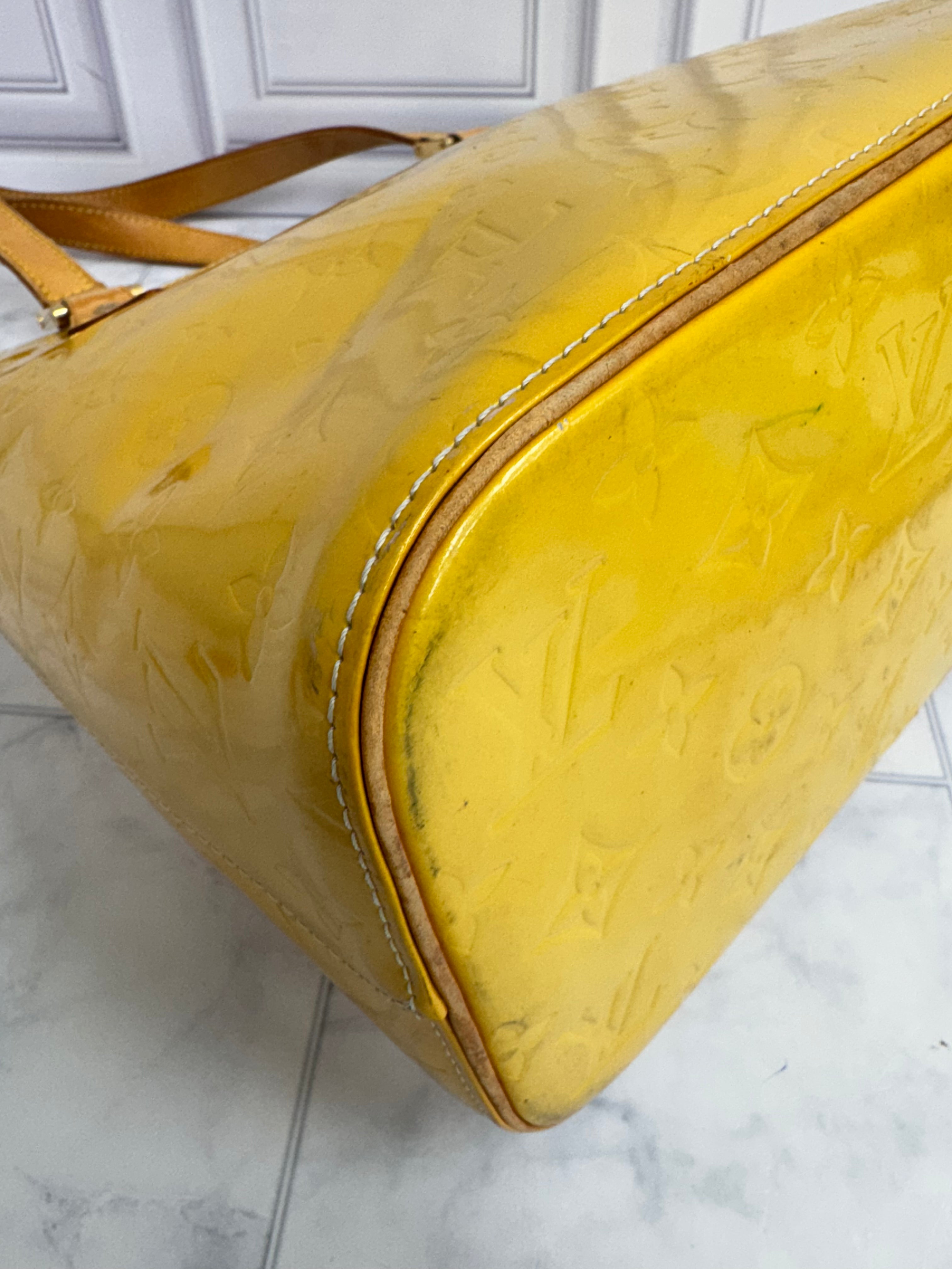 Louis Vuitton Yellow Monogram Vernis Houston Tote Bag