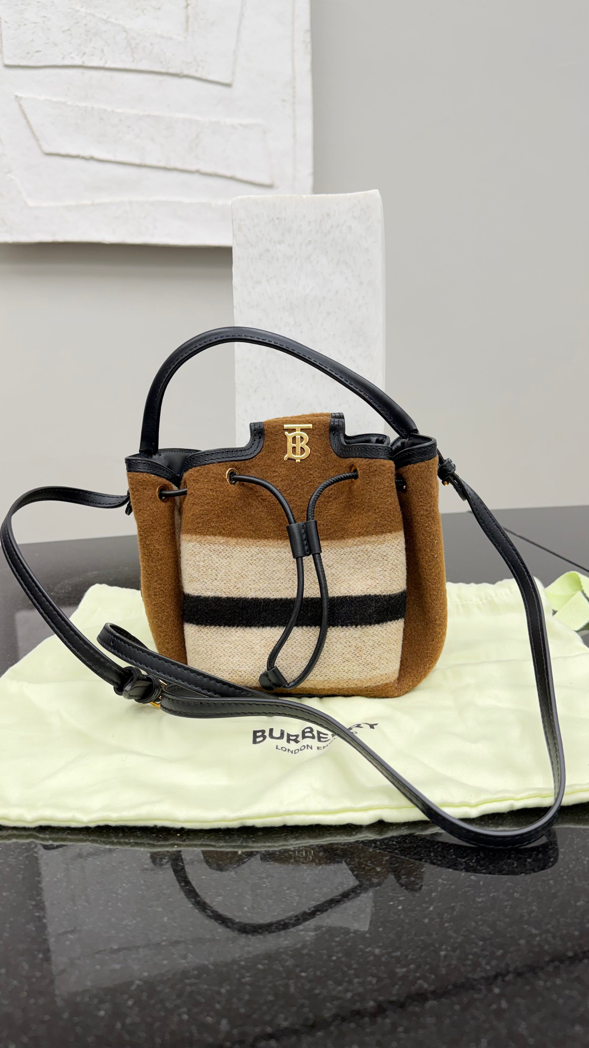 *DONS DROP* Burberry Brown Striped Wool Blanket Bucket Bag