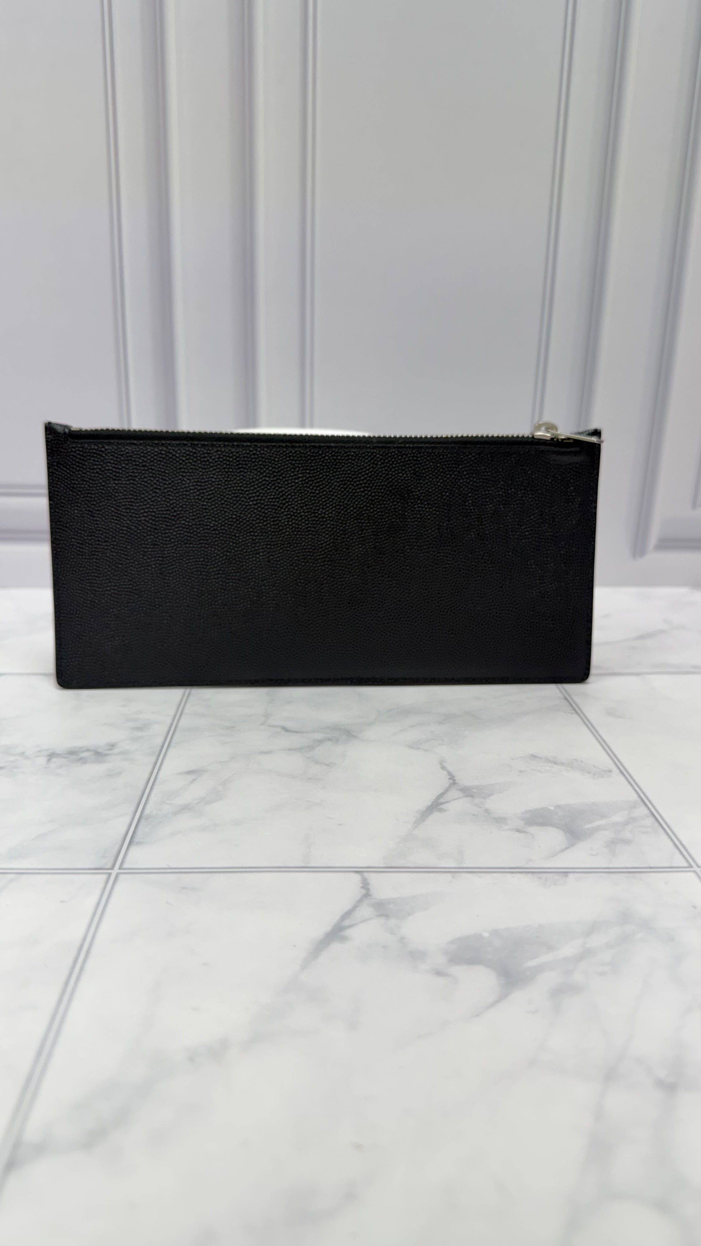 Saint Laurent YSL Black Leather Long Card Case