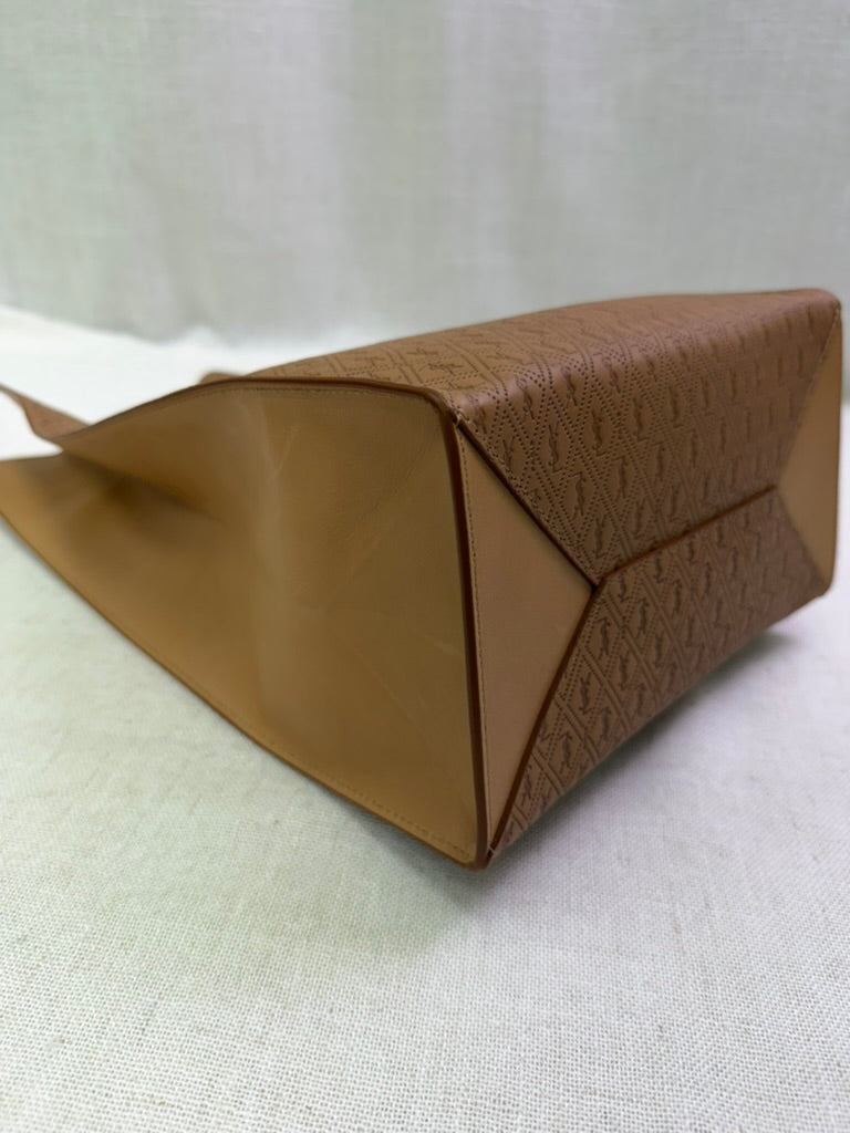 LIKE NEW- Saint Laurent YSL Beige Monogram Calfskin Deli Paper Bag
