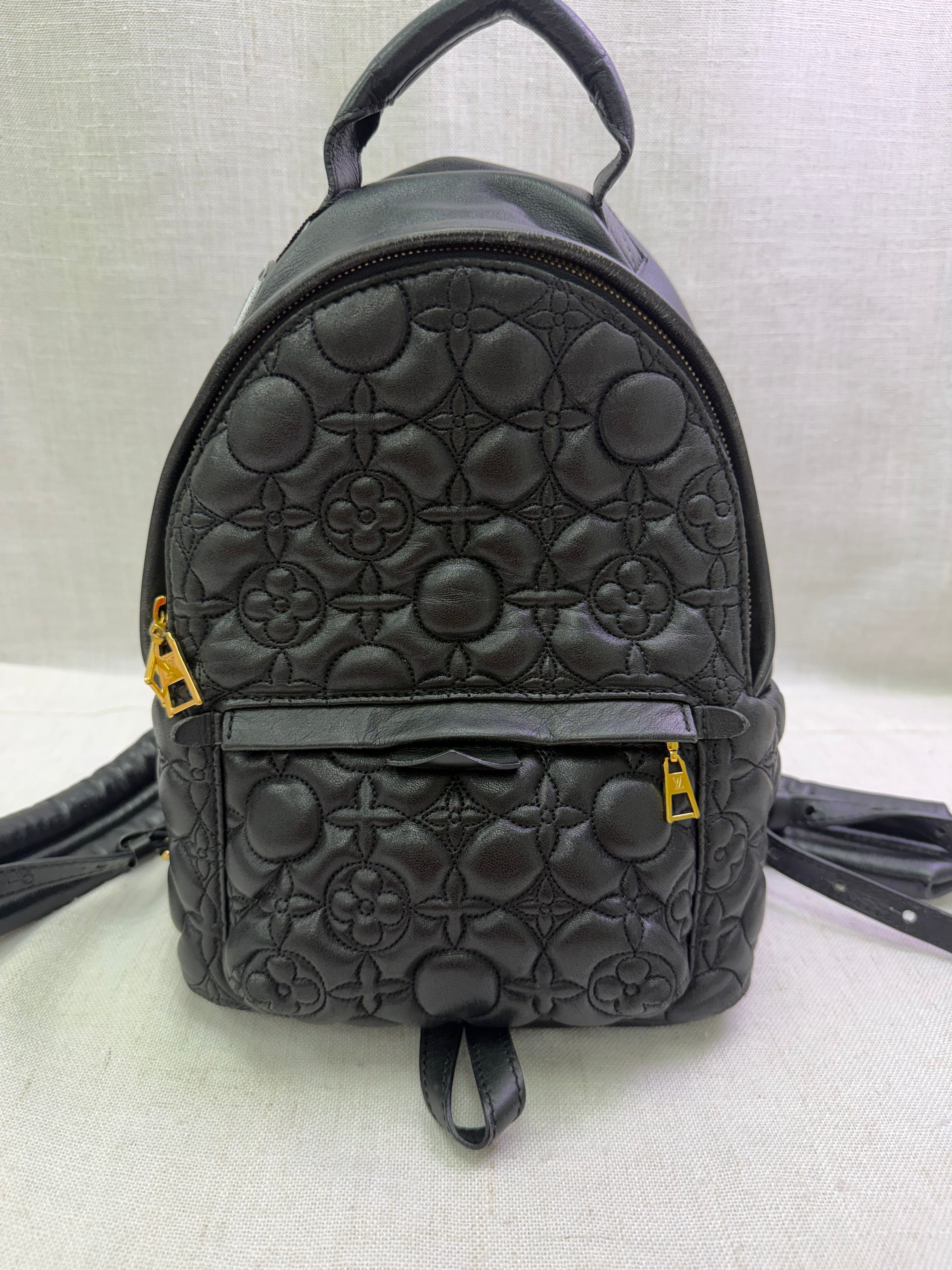 Louis Vuitton Black Embossed Lambskin Malletage Flower Palm Springs PM