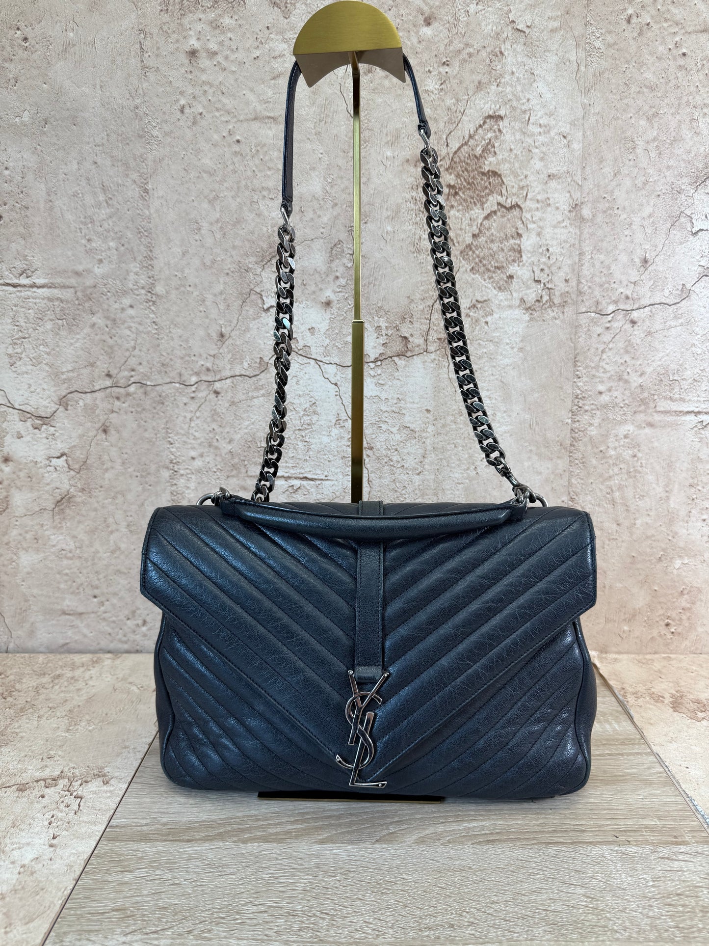 Saint Laurent YSL Black Leather Shoulder Bag