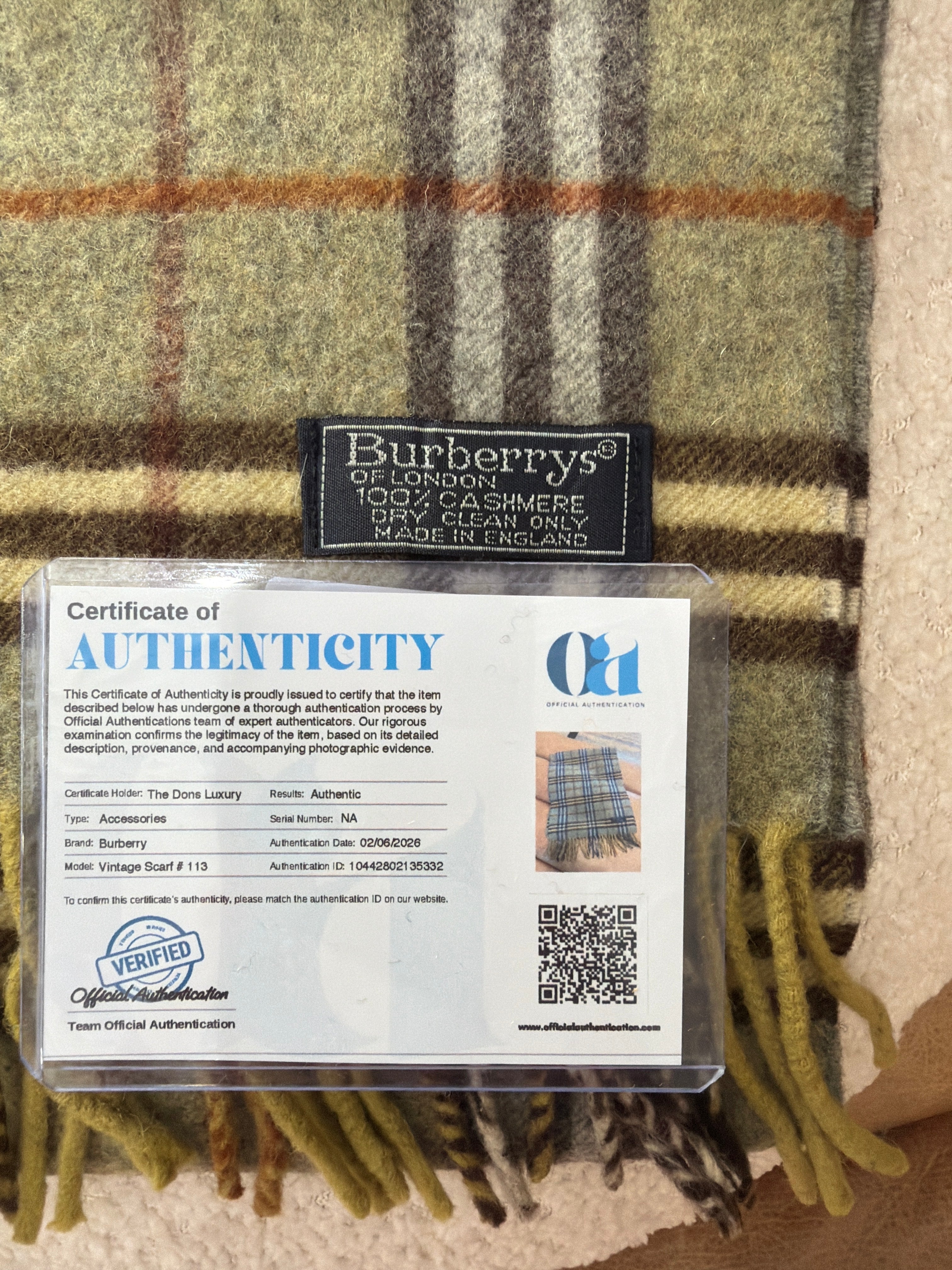 Burberry Vintage Light Green Novacheck Cashmere Scarf