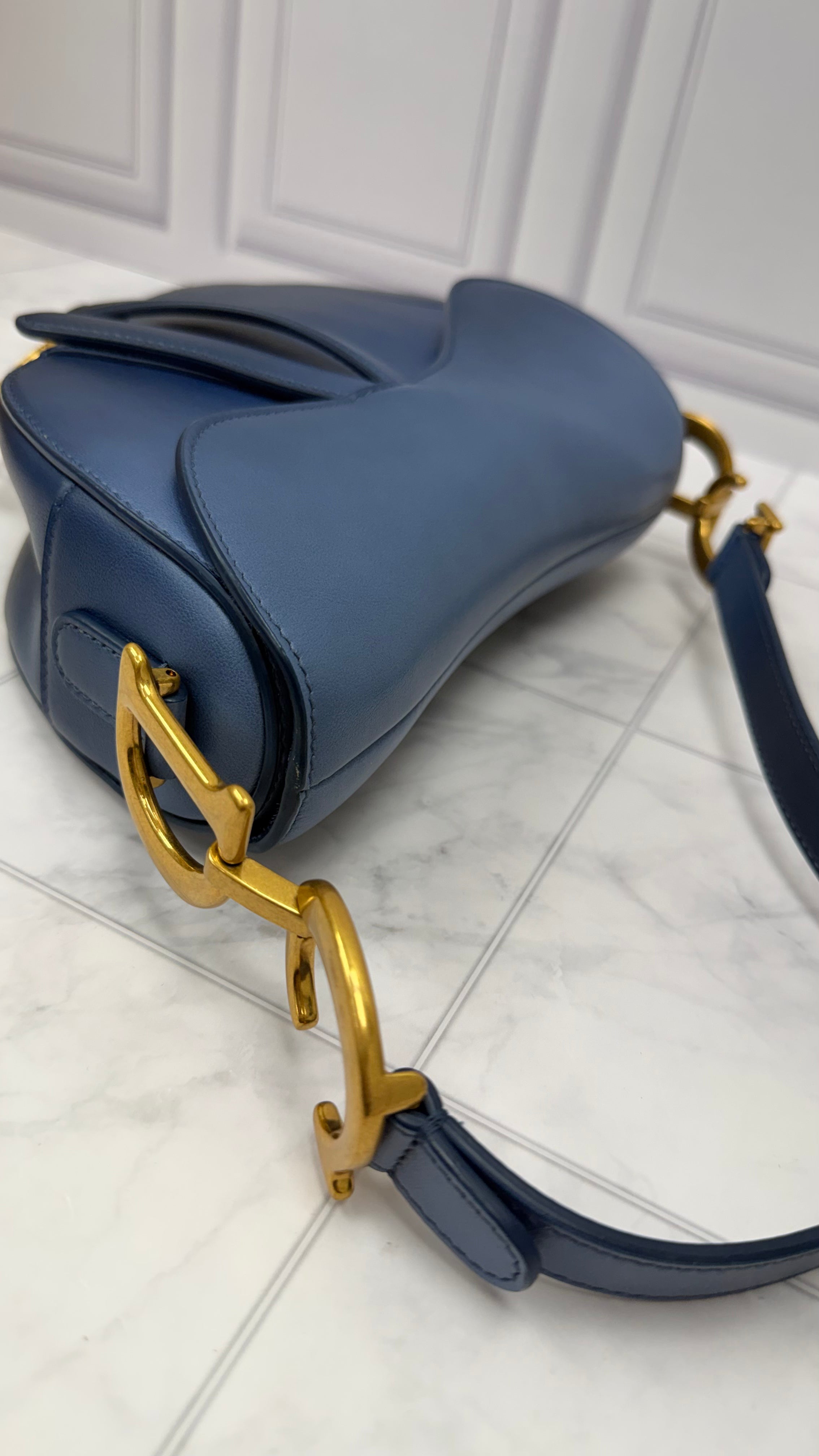 *DONS DROP* Christian Dior Blue Ombre Leather Classic Saddle Bag