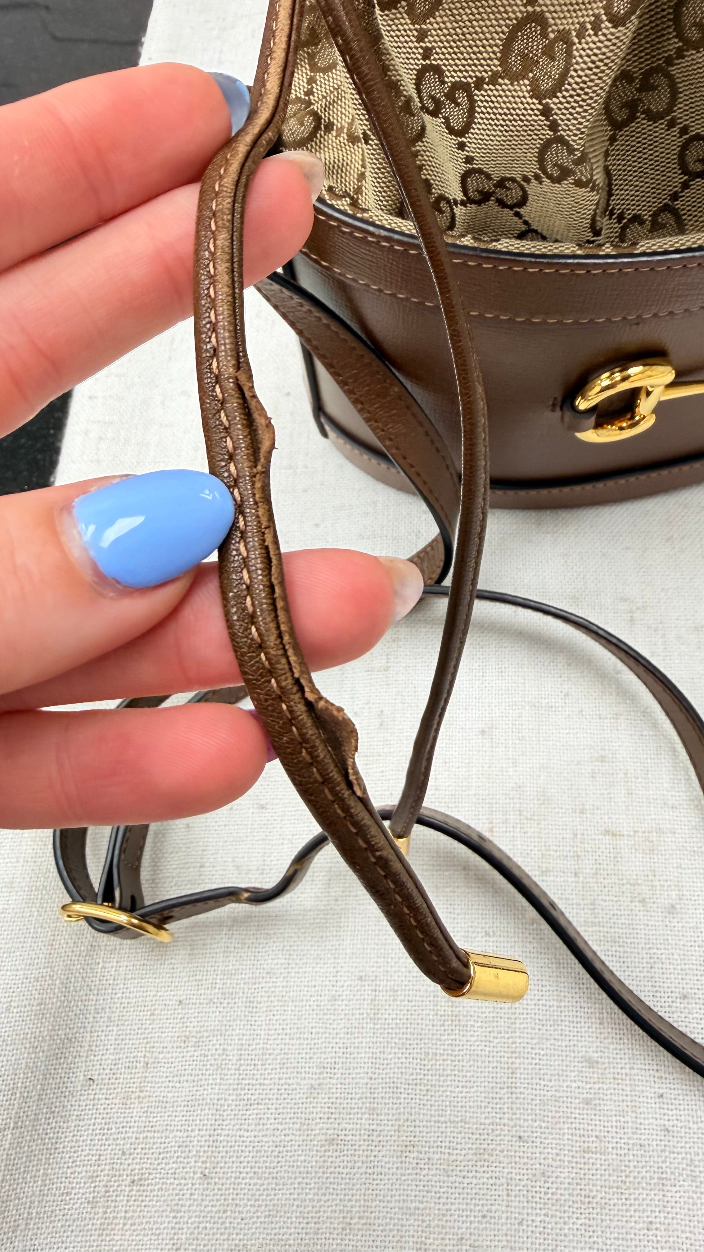 *DONS DROP* Gucci Brown GG Canvas & Leather 1955 Drawstring Bucket Crossbody