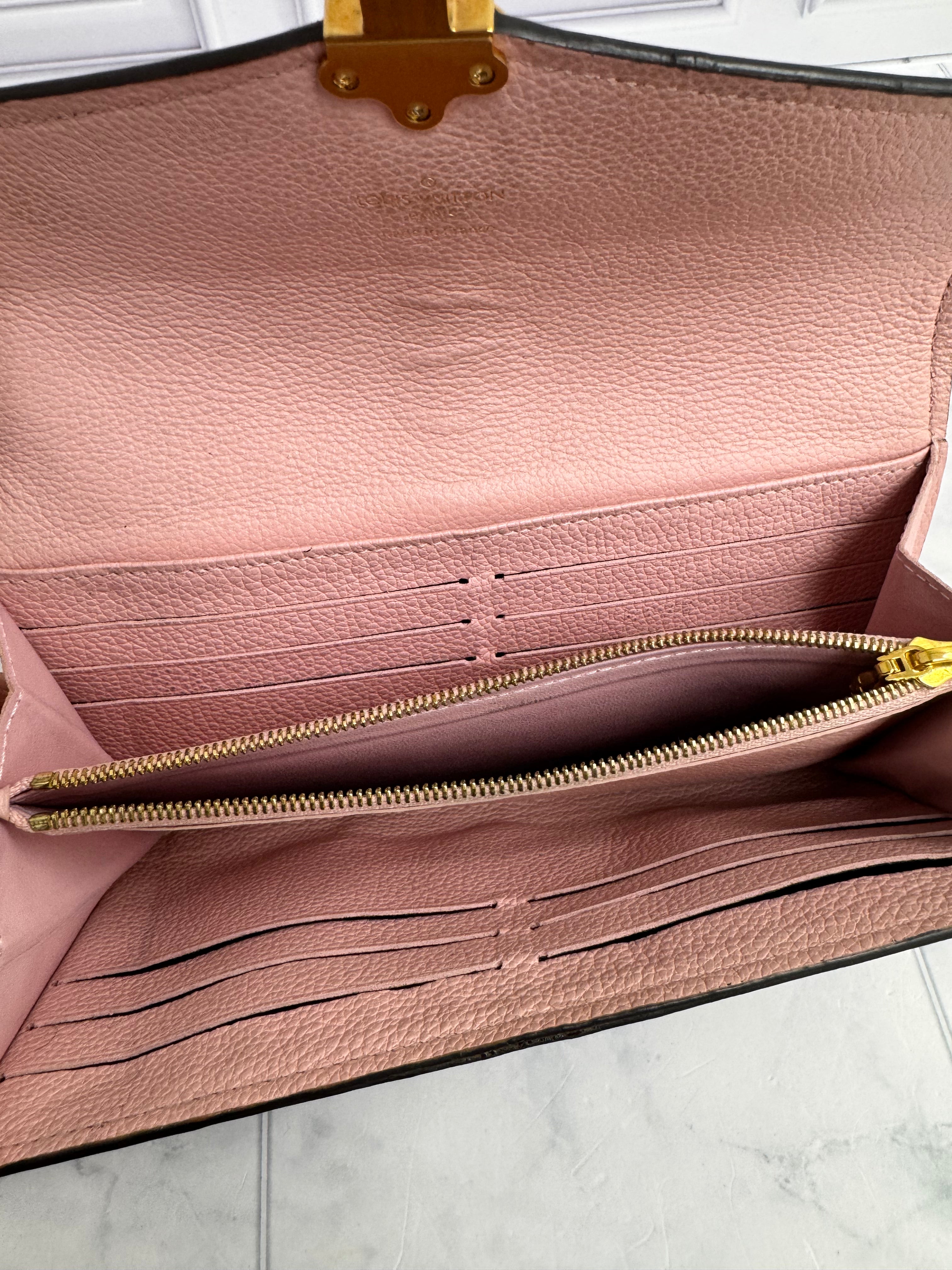 Louis Vuitton Damier Ebene And Pink Clapton Long Wallet