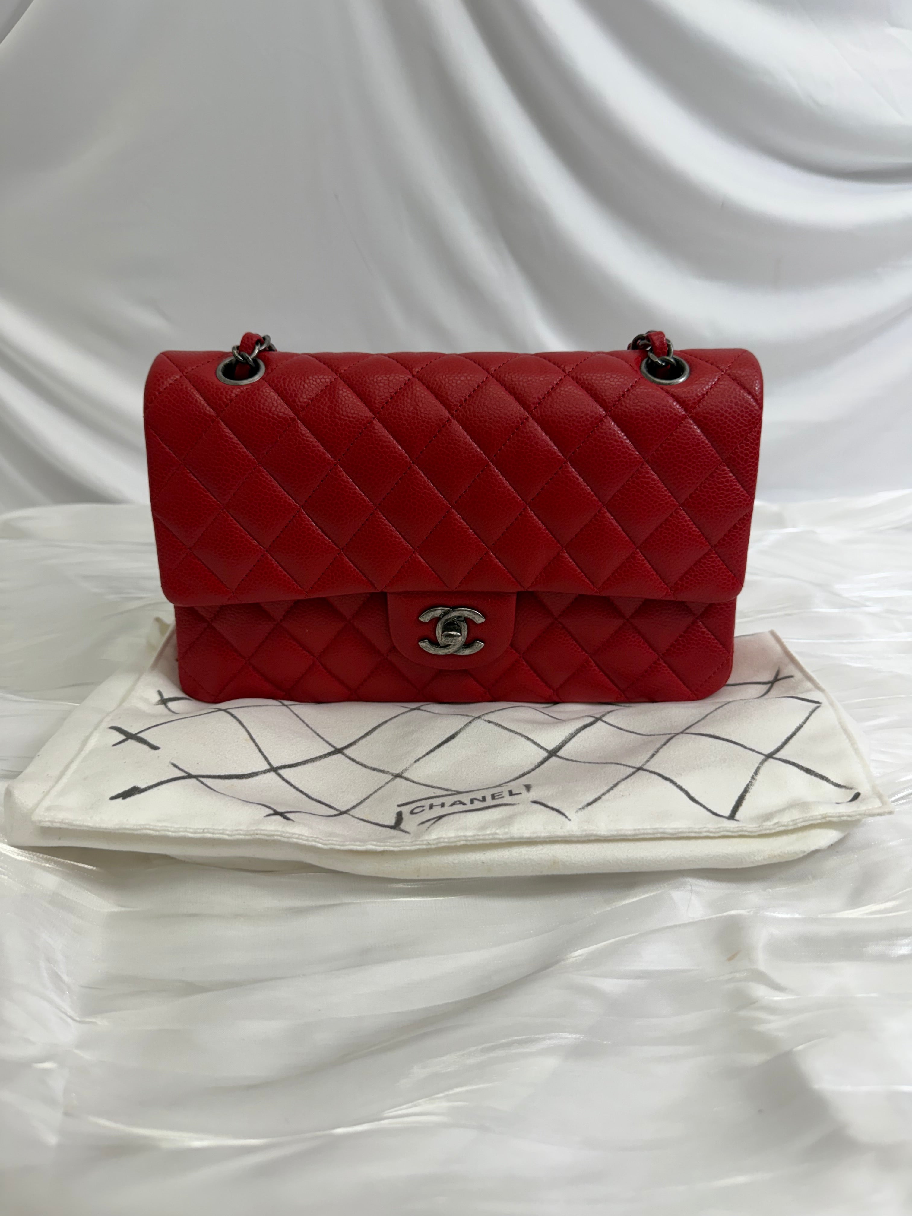 Chanel Red Caviar Classic Medium Double Flap Bag