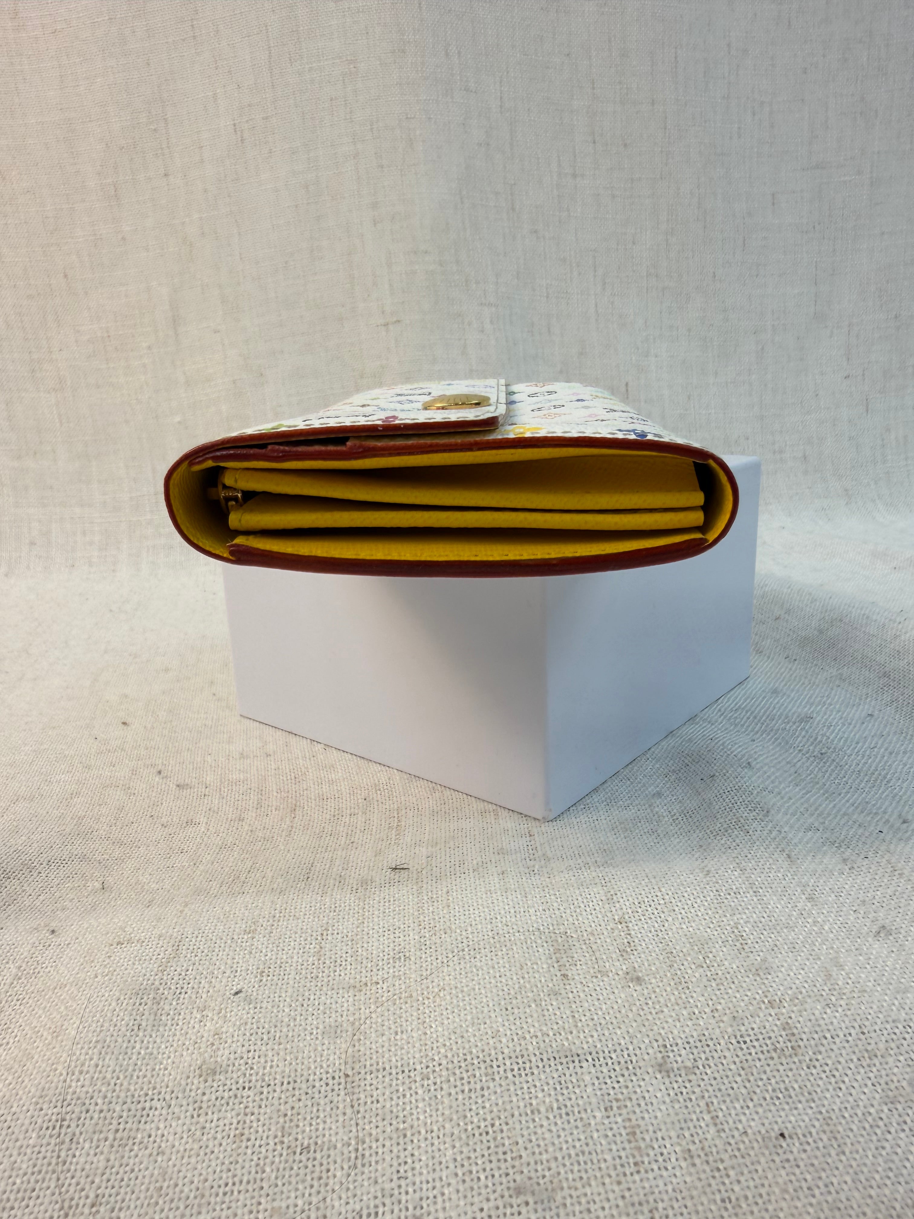 LIKE NEW Louis Vuitton Monogram White Multicolor Sarah Wallet