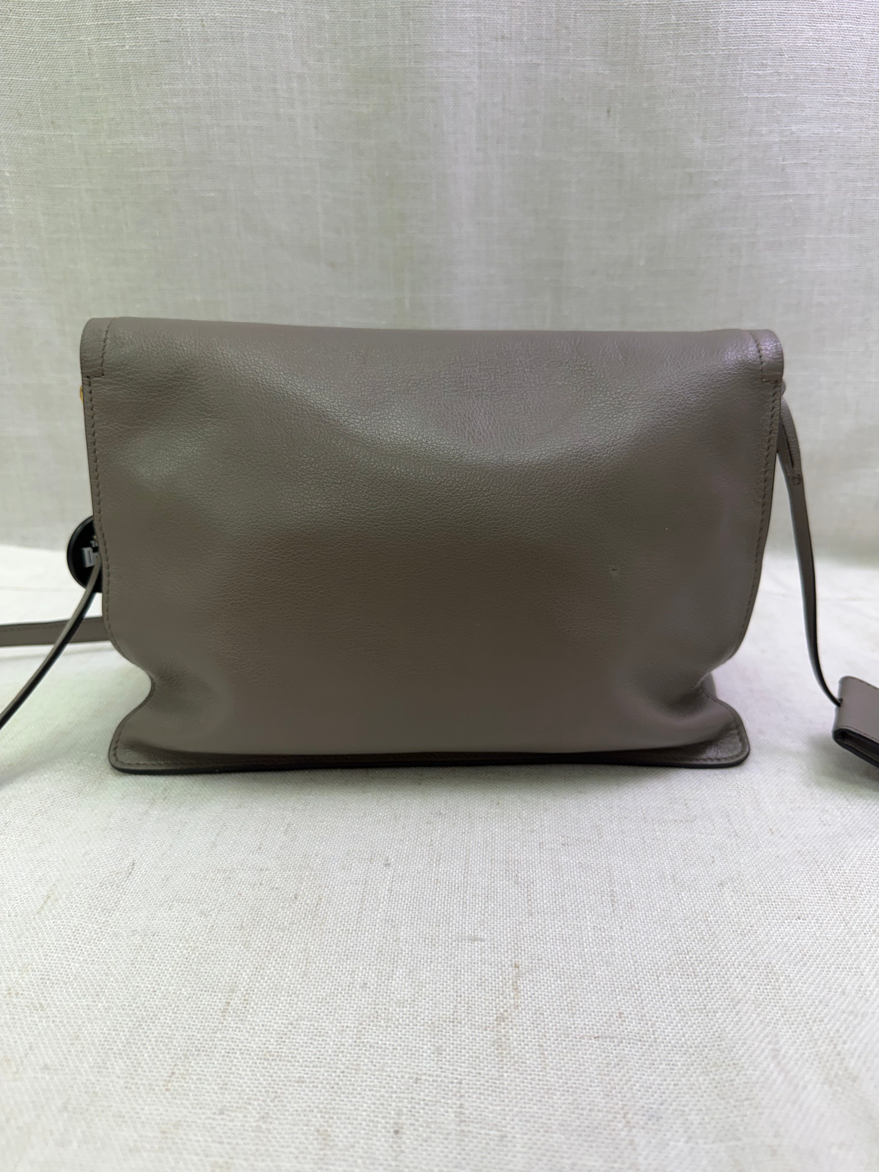 Prada Grey Leather Glace Flap Messenger Bag