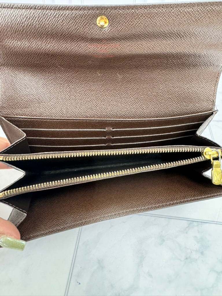 Louis Vuitton Damier Ebene Sarah Long Wallet