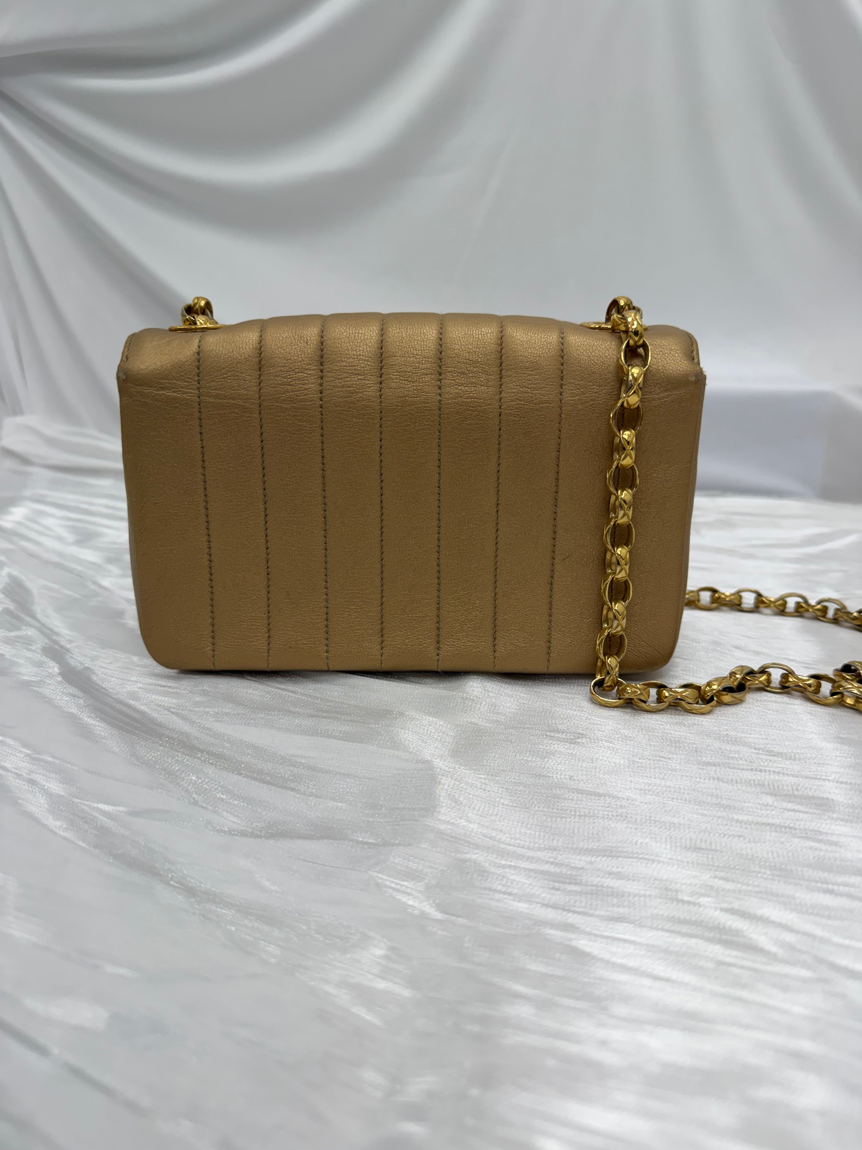 Chanel Metallic Gold Leather Mademoiselle Bijoux Chain Flap Bag