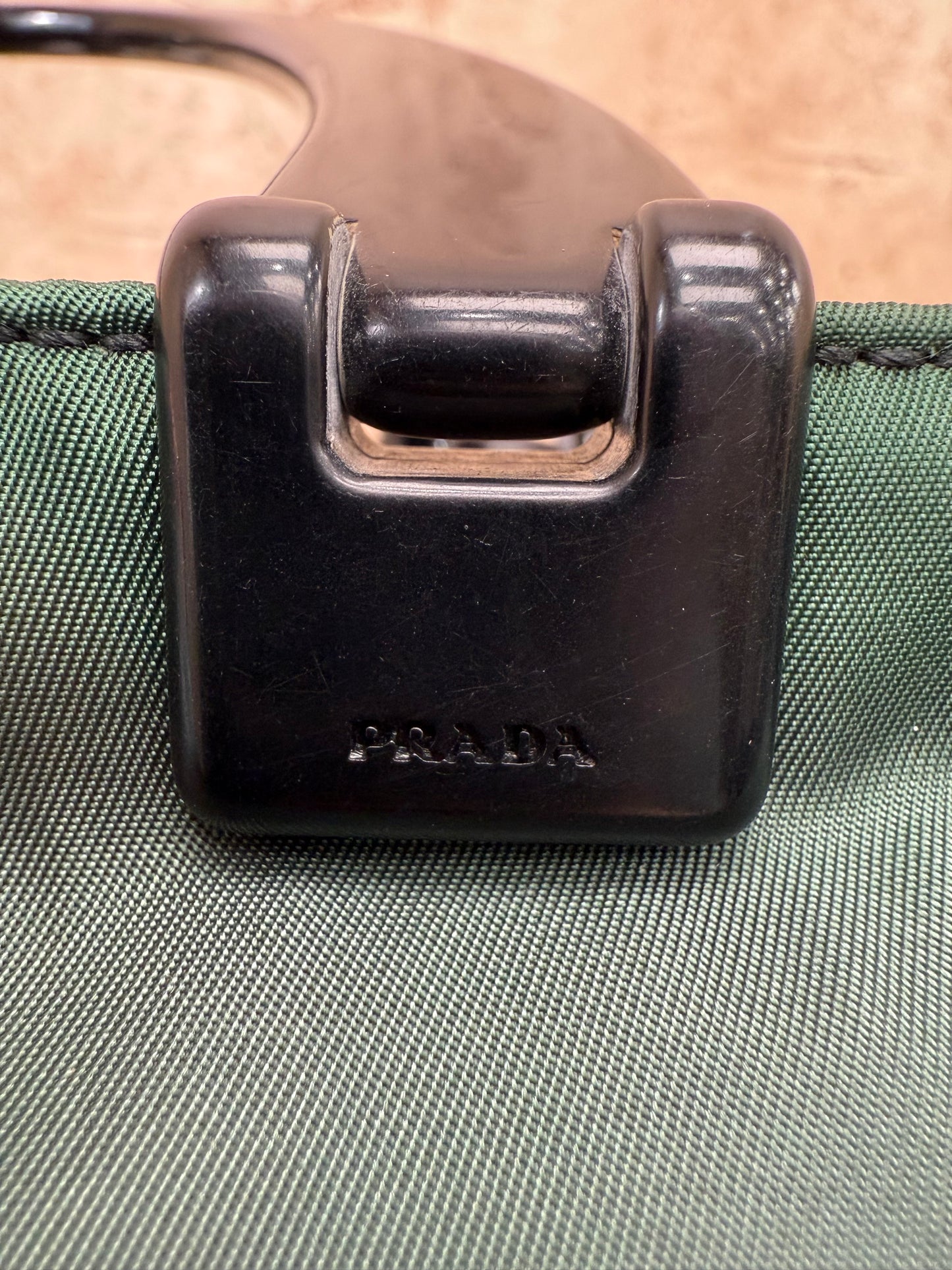 Prada Dark Green Nylon Top Handle Tote Bag