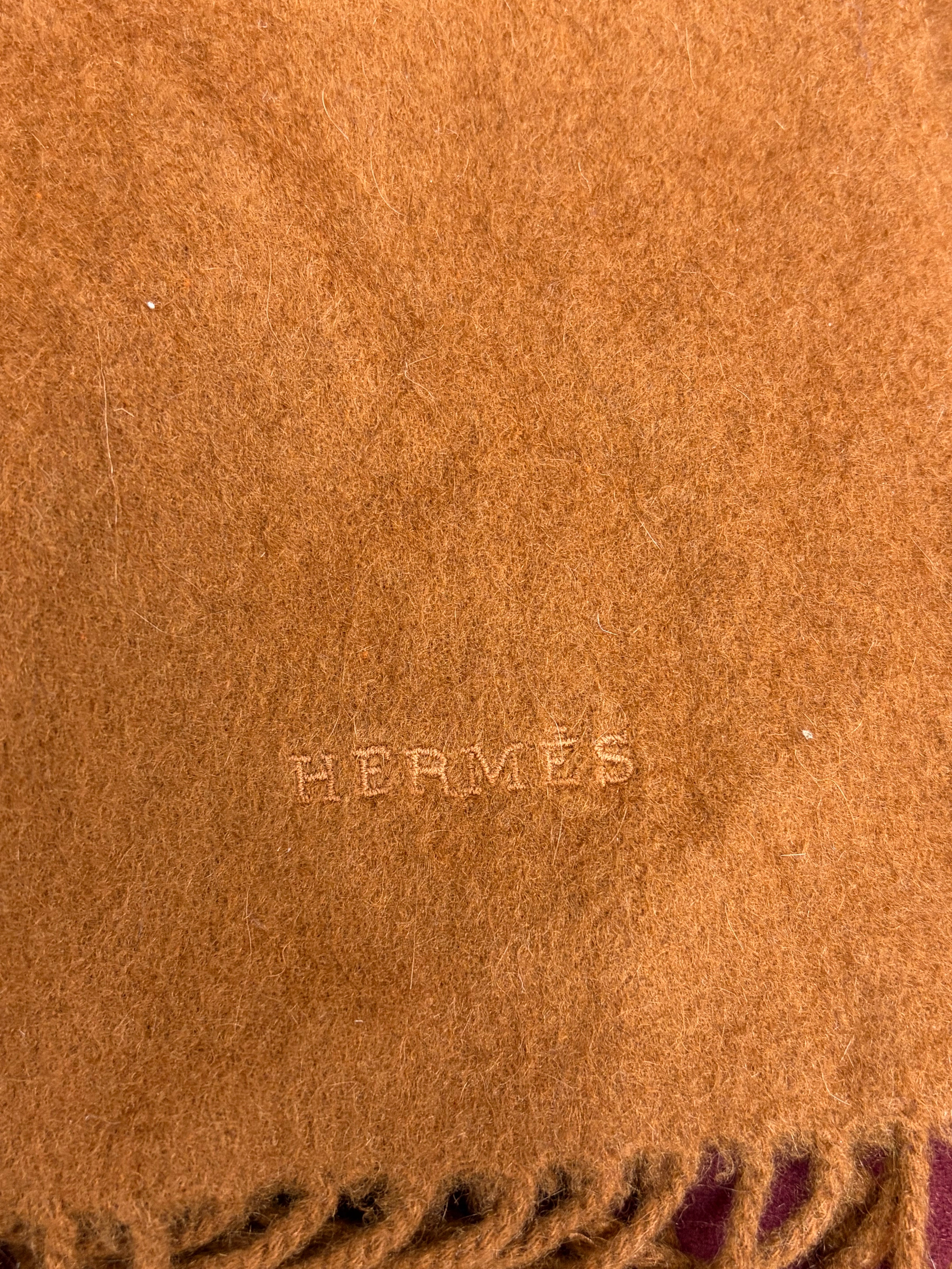 Hermès Brown Fringed Cashmere Scarf