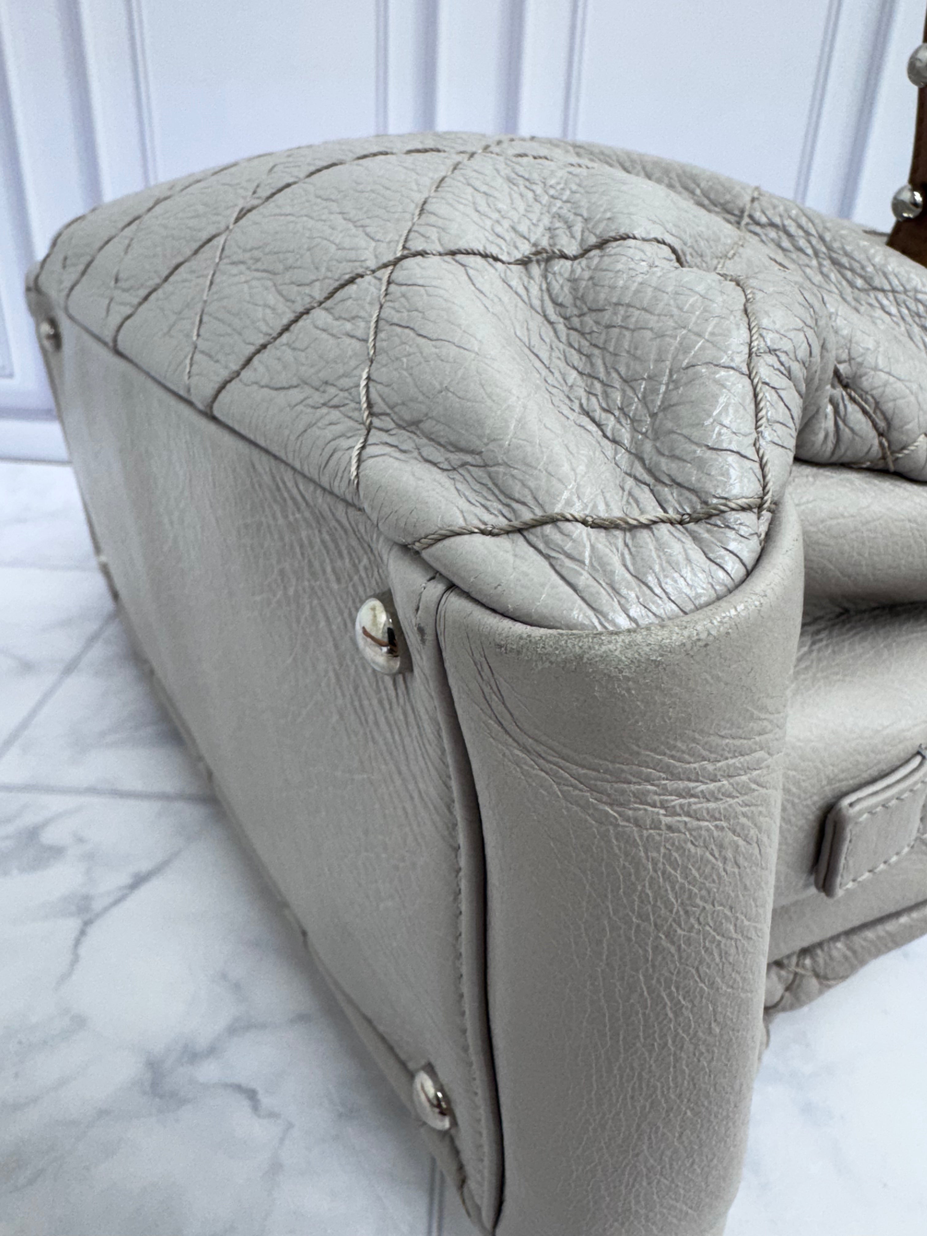 Chanel Grey Quilted Calfskin On The Road Tote Bag