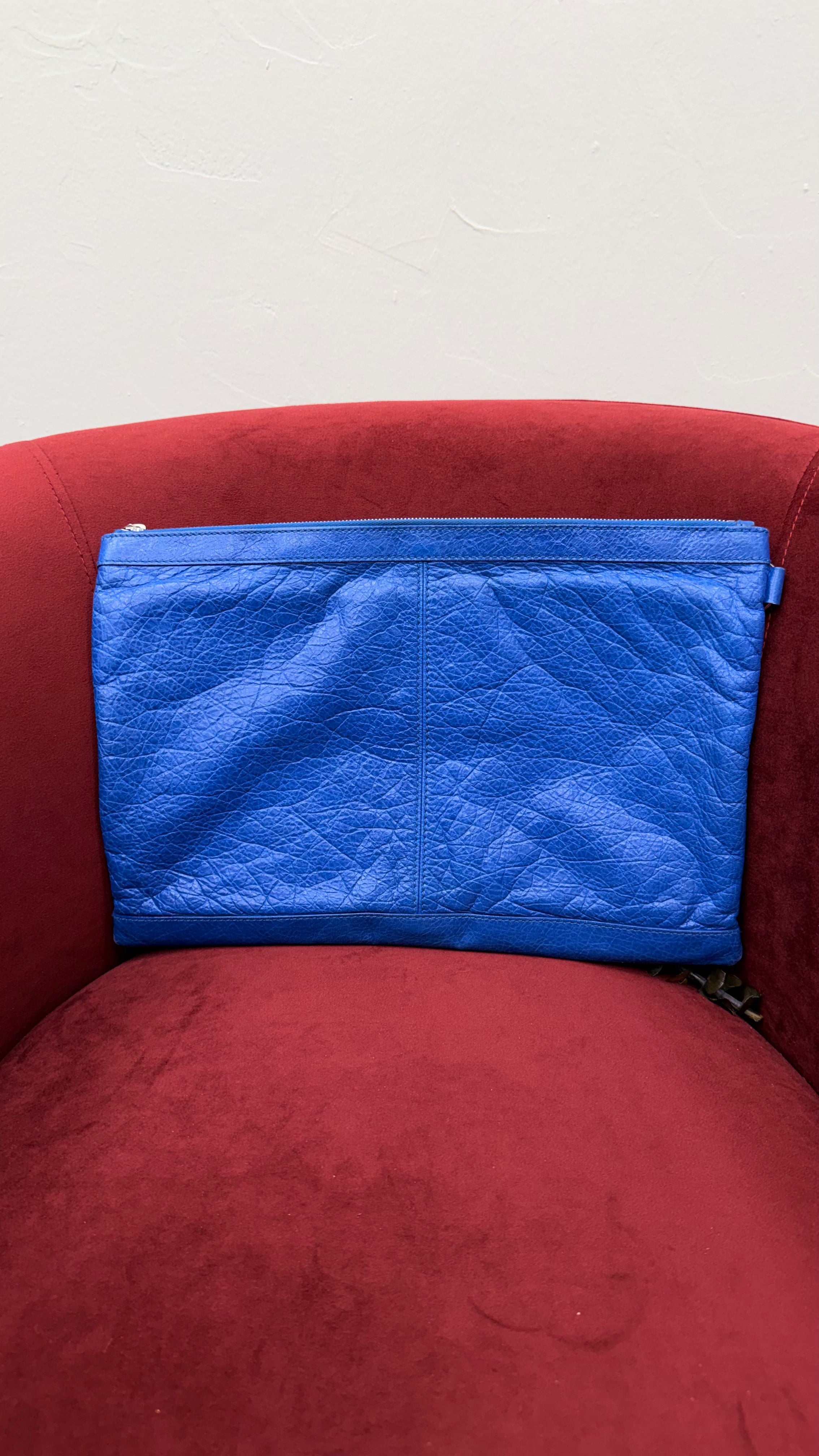 Balenciaga Bleu Lazuli Agneau Leather Arena Classic Clutch