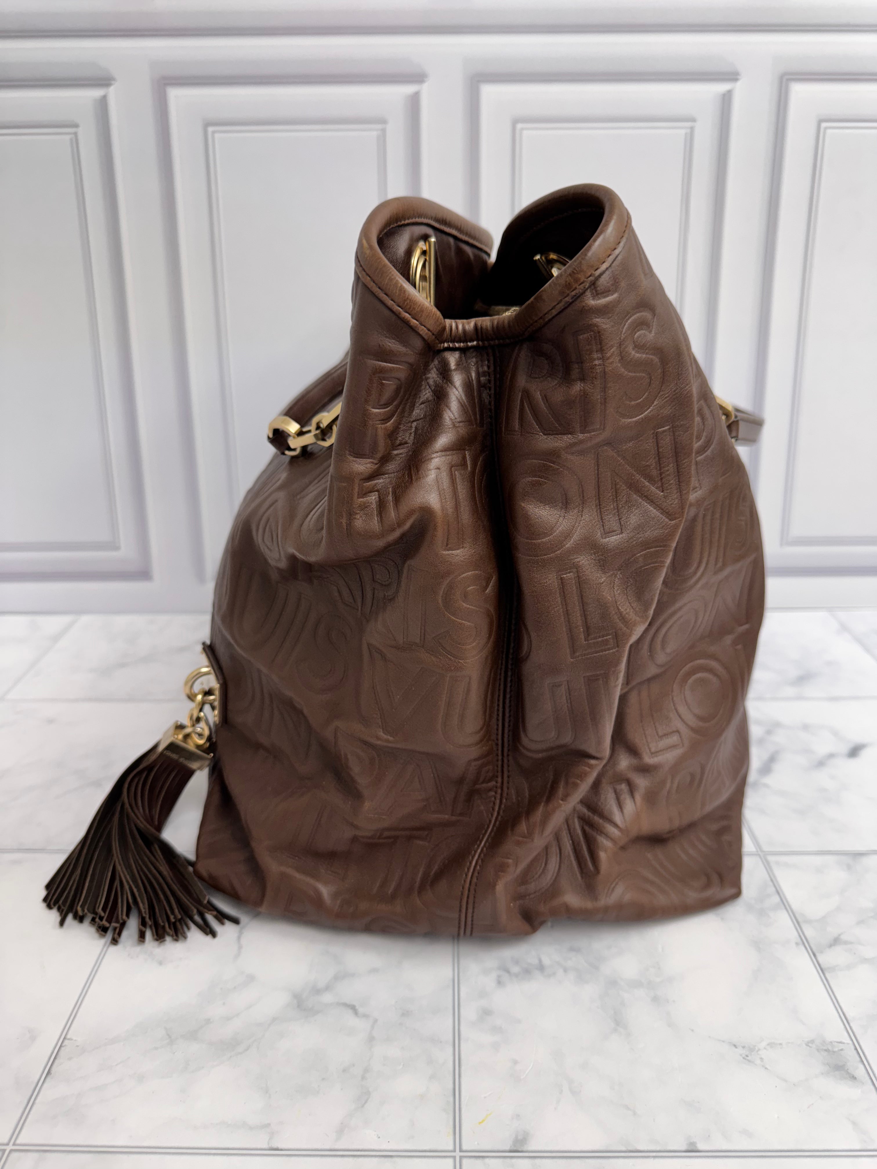 Louis Vuitton Brown Embossed Leather Souple Whisper GM