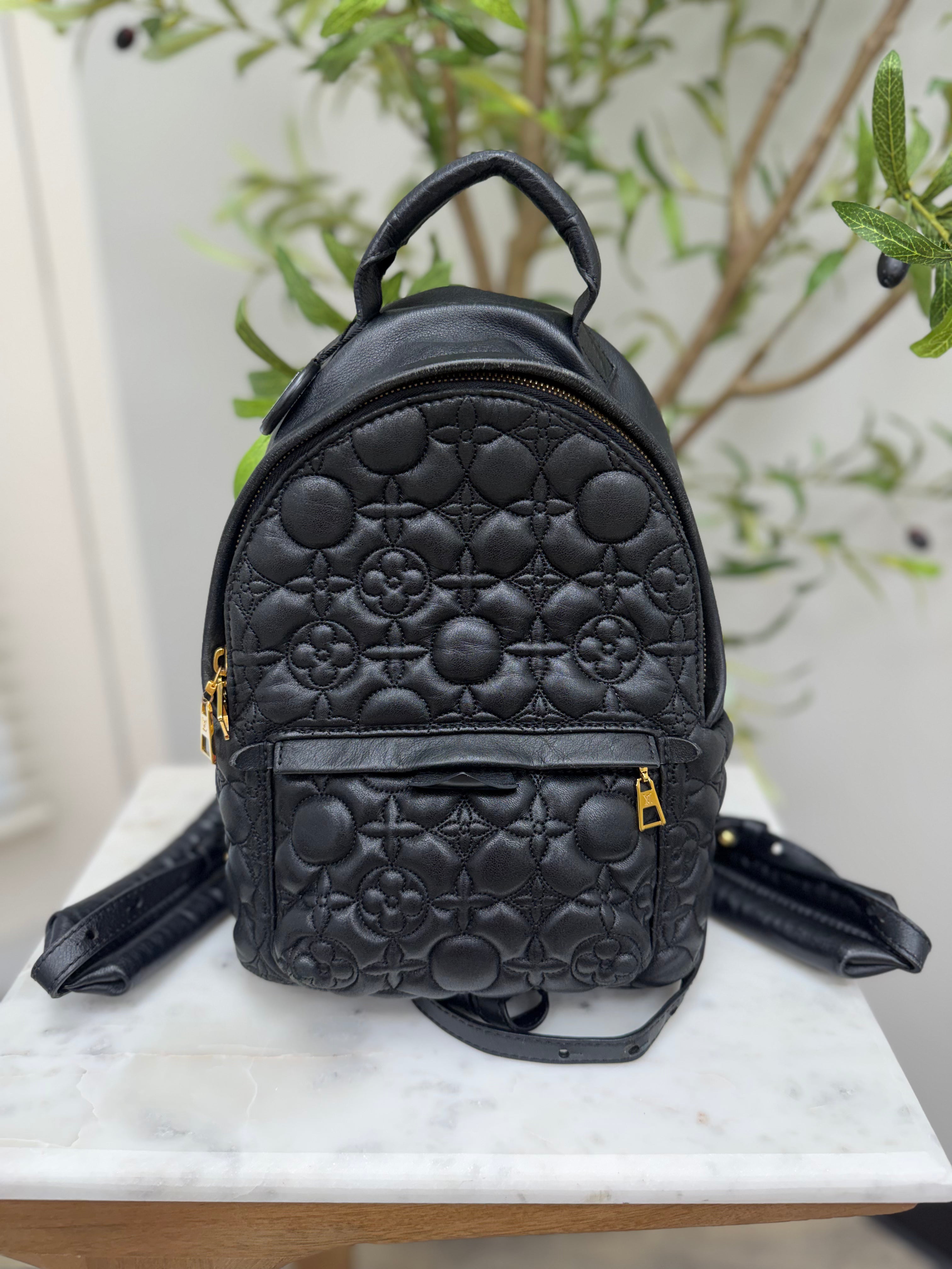 Louis Vuitton Black Embossed Lambskin Malletage Flower Palm Springs PM