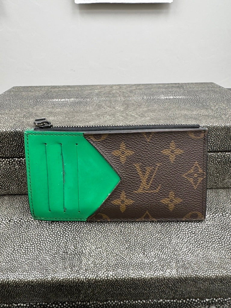 Louis Vuitton Monogram And Green Coin Card Holder